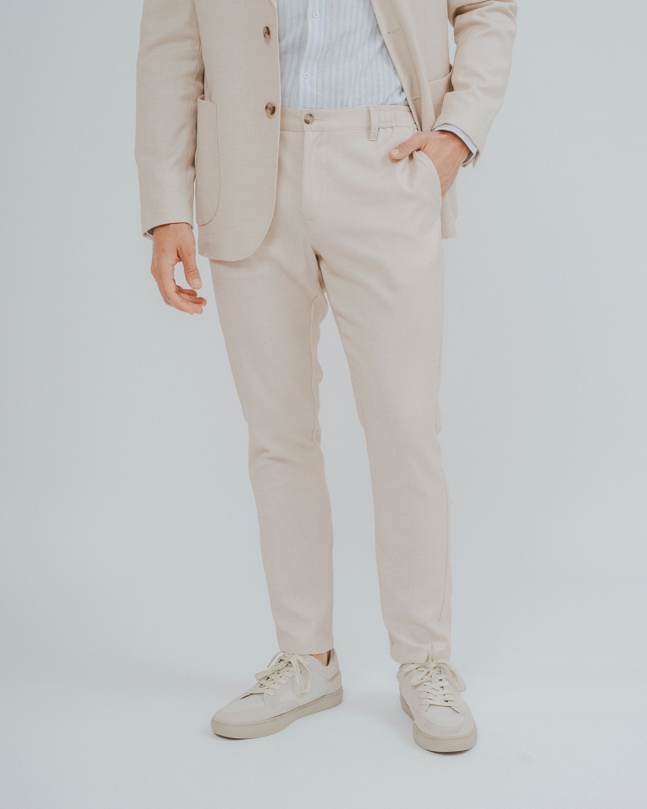 PANTALÓN CASUAL GOMA VESTIR BEIGE