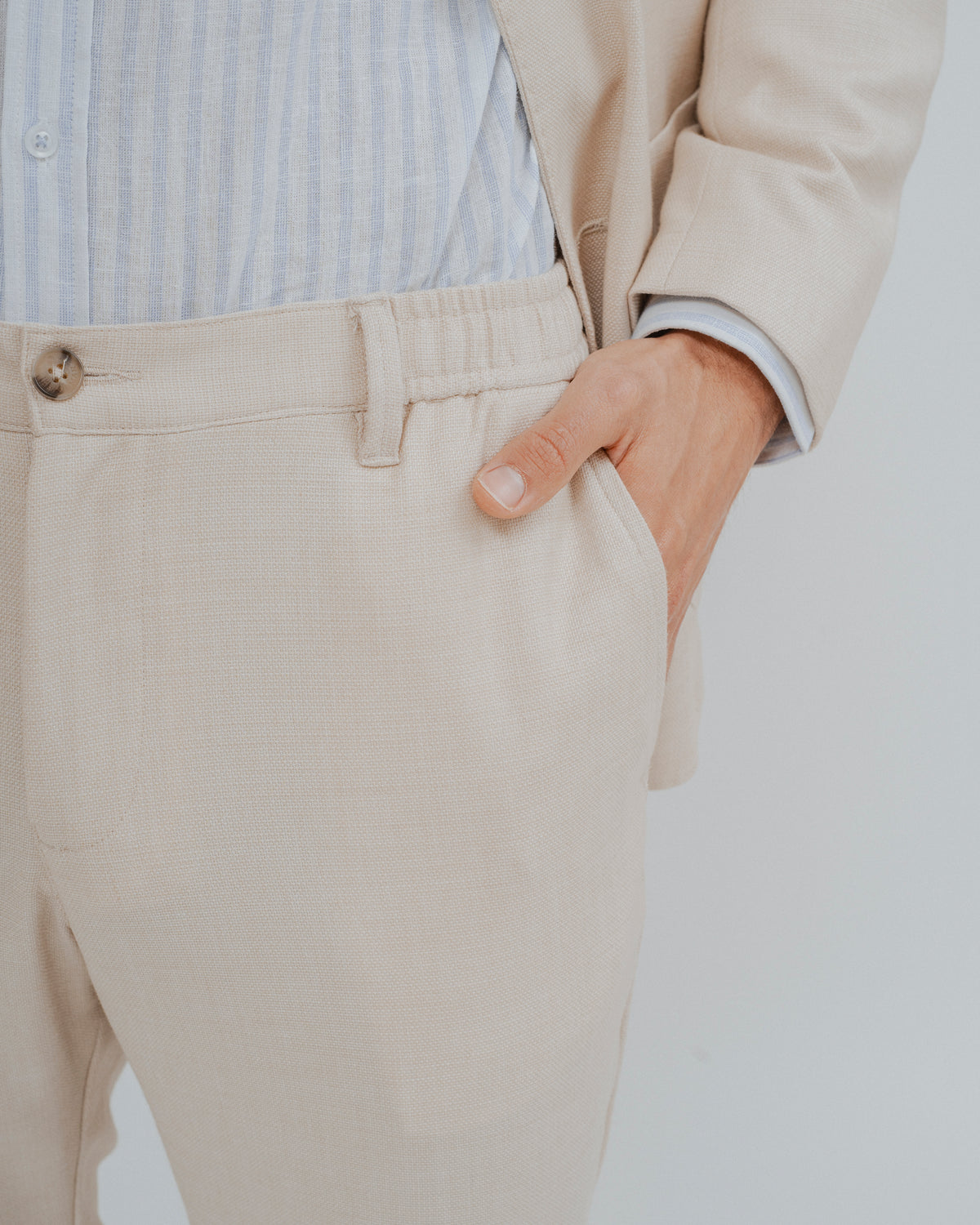 CALÇA CASUAL CINTURA ELÁSTICA BEGE