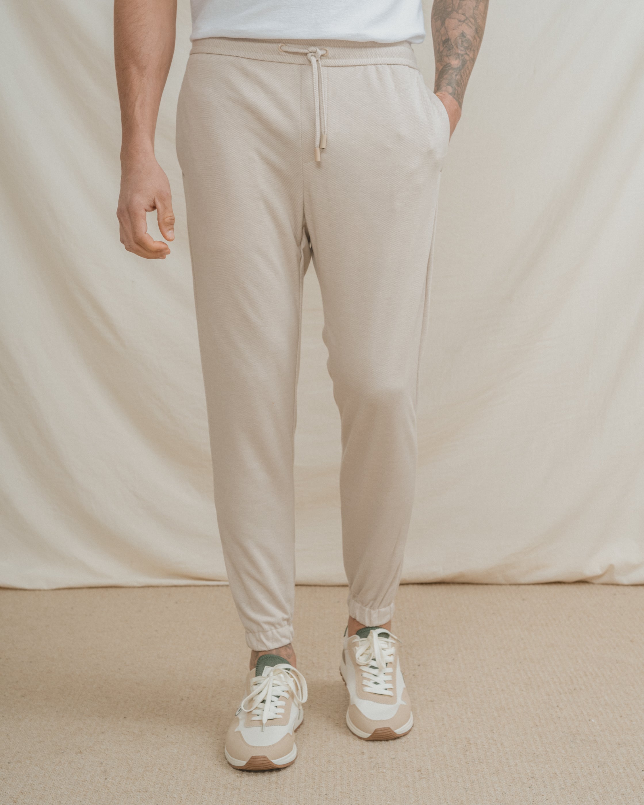PANTALÓN TRAJE JOGGER CASUAL BEIGE