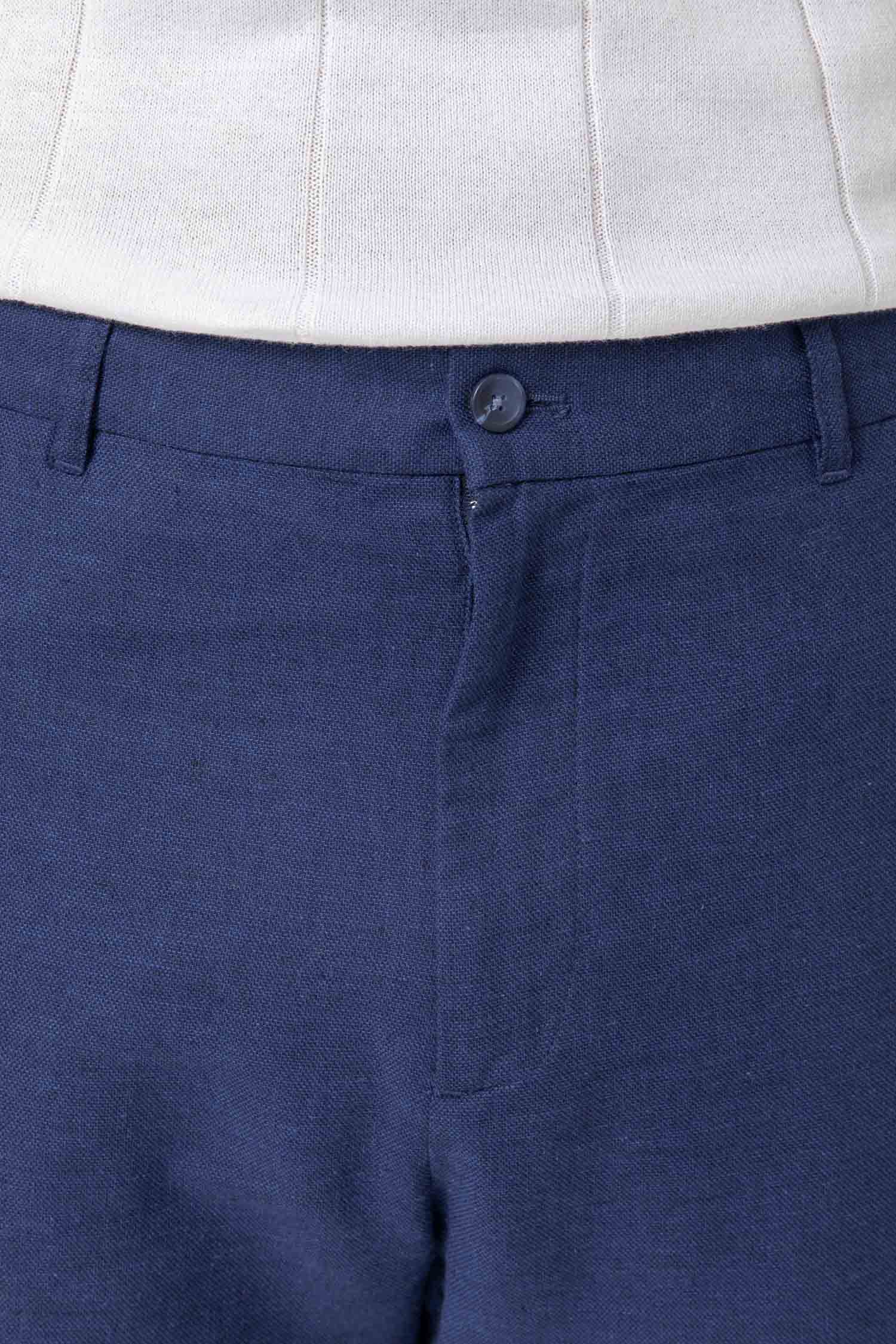 PANTALÓN LINO GOMA EN CINTURA MARINO
