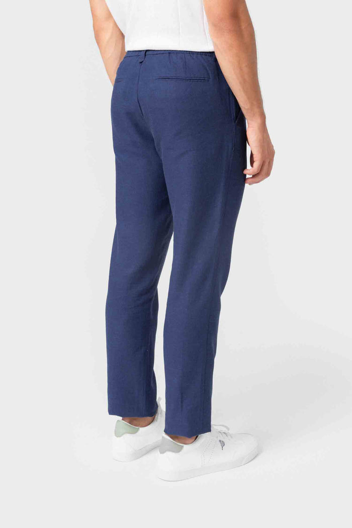 PANTALÓN LINO GOMA EN CINTURA MARINO