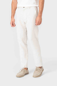 PANTALÓN LINO GOMA EN CINTURA BEIGE