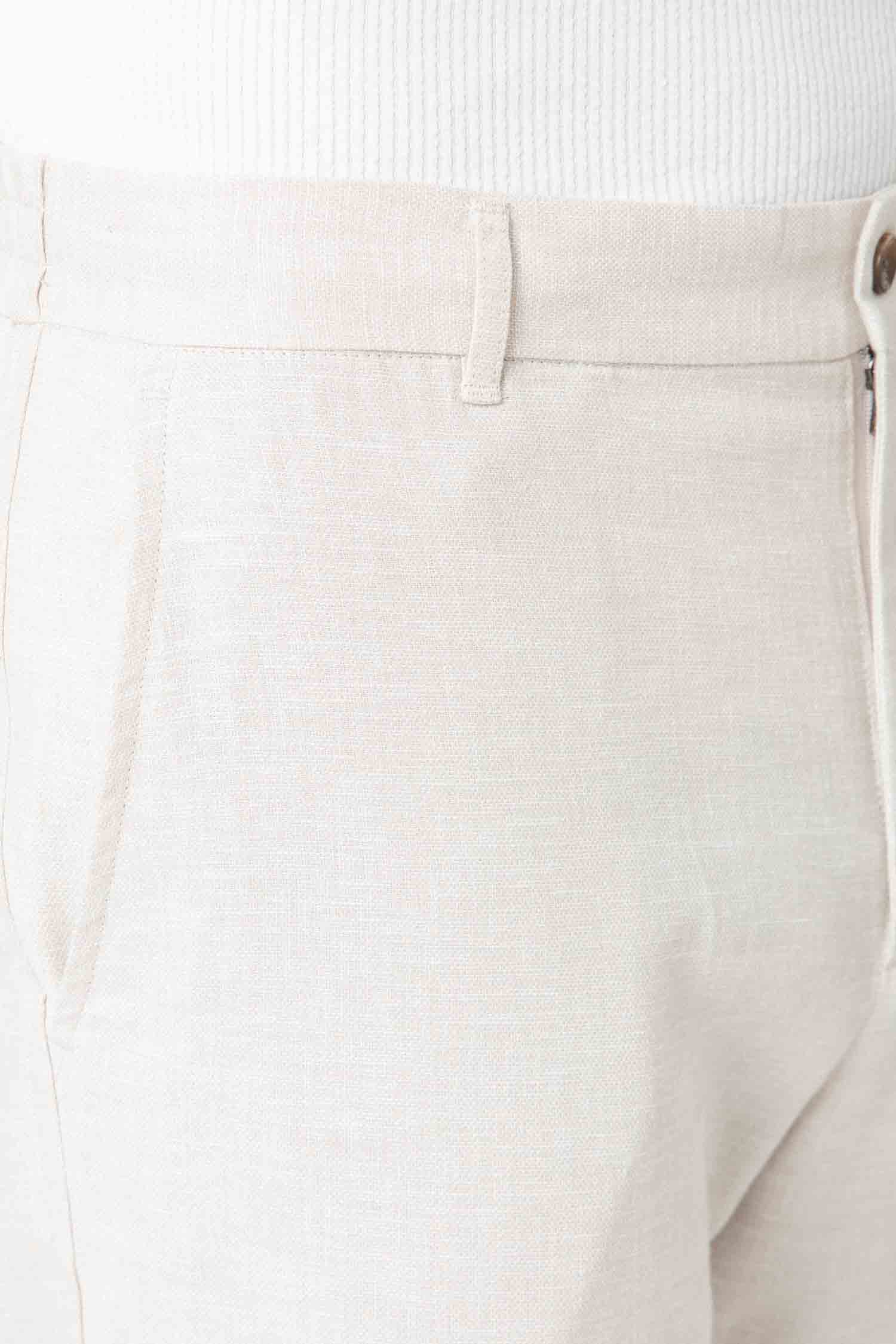 PANTALÓN LINO GOMA EN CINTURA BEIGE