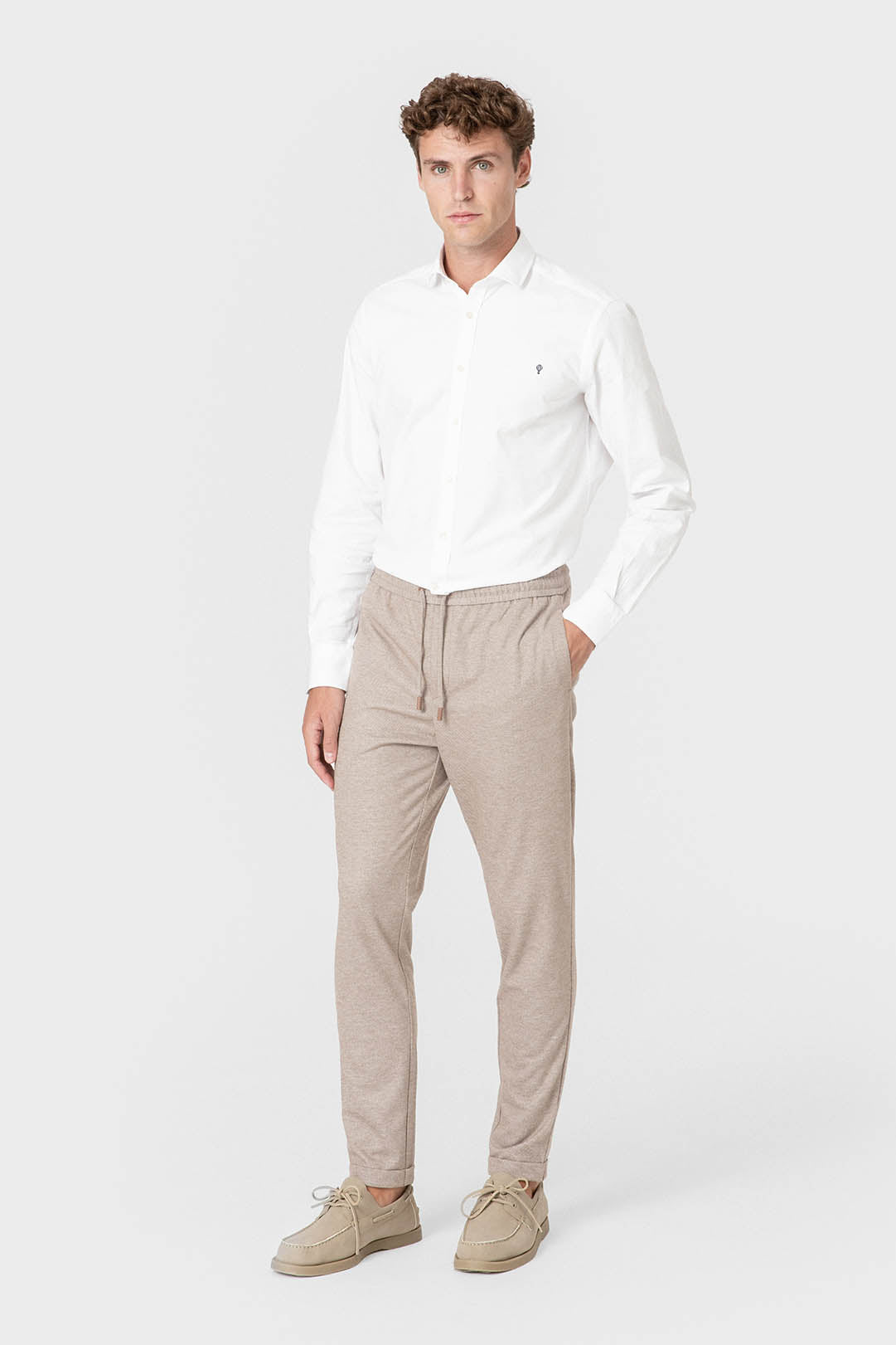 PANTALÓN TRAJE PUNTO MARRÓN