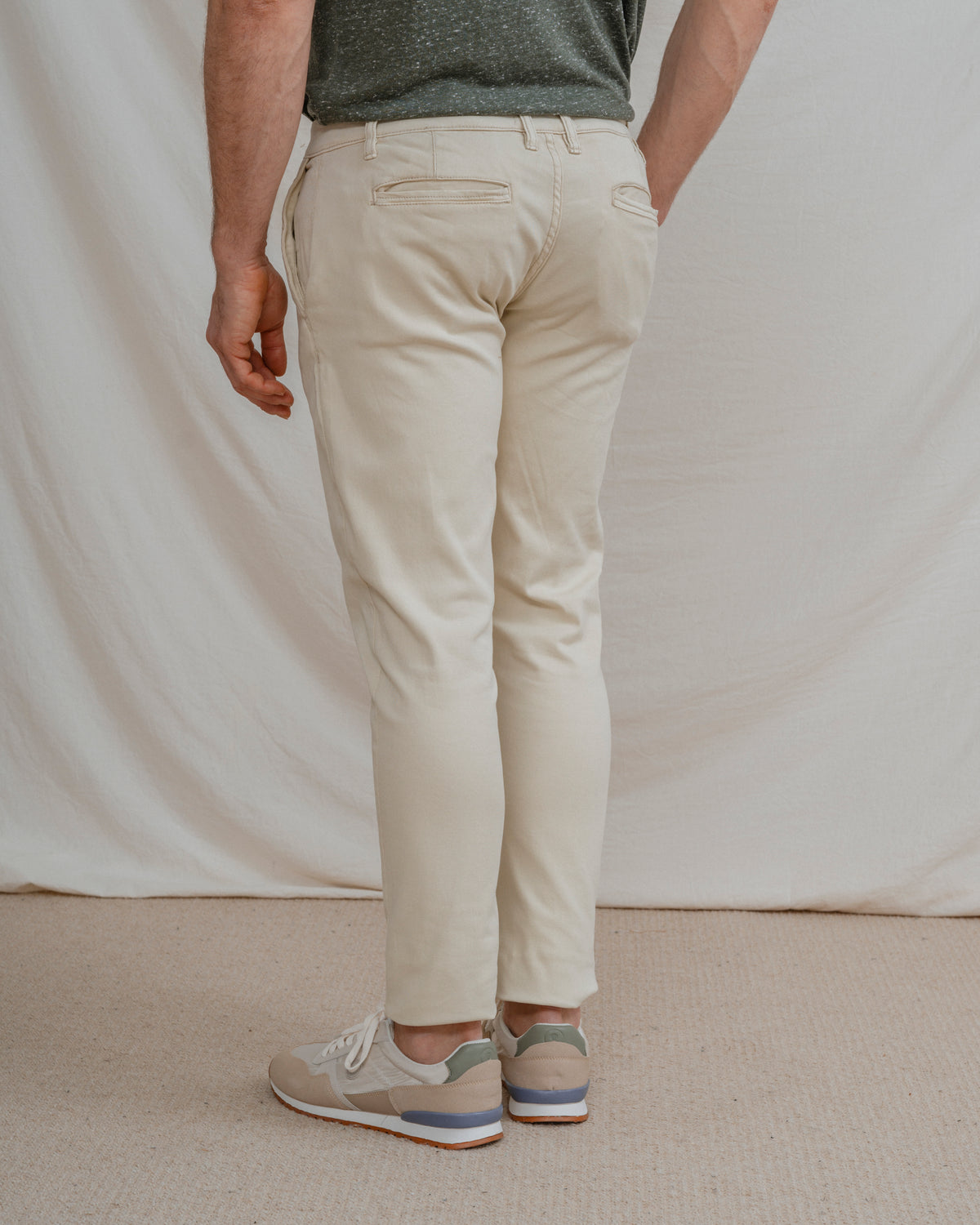CALÇAS CHINO SKINNY CROPPED BEIGE