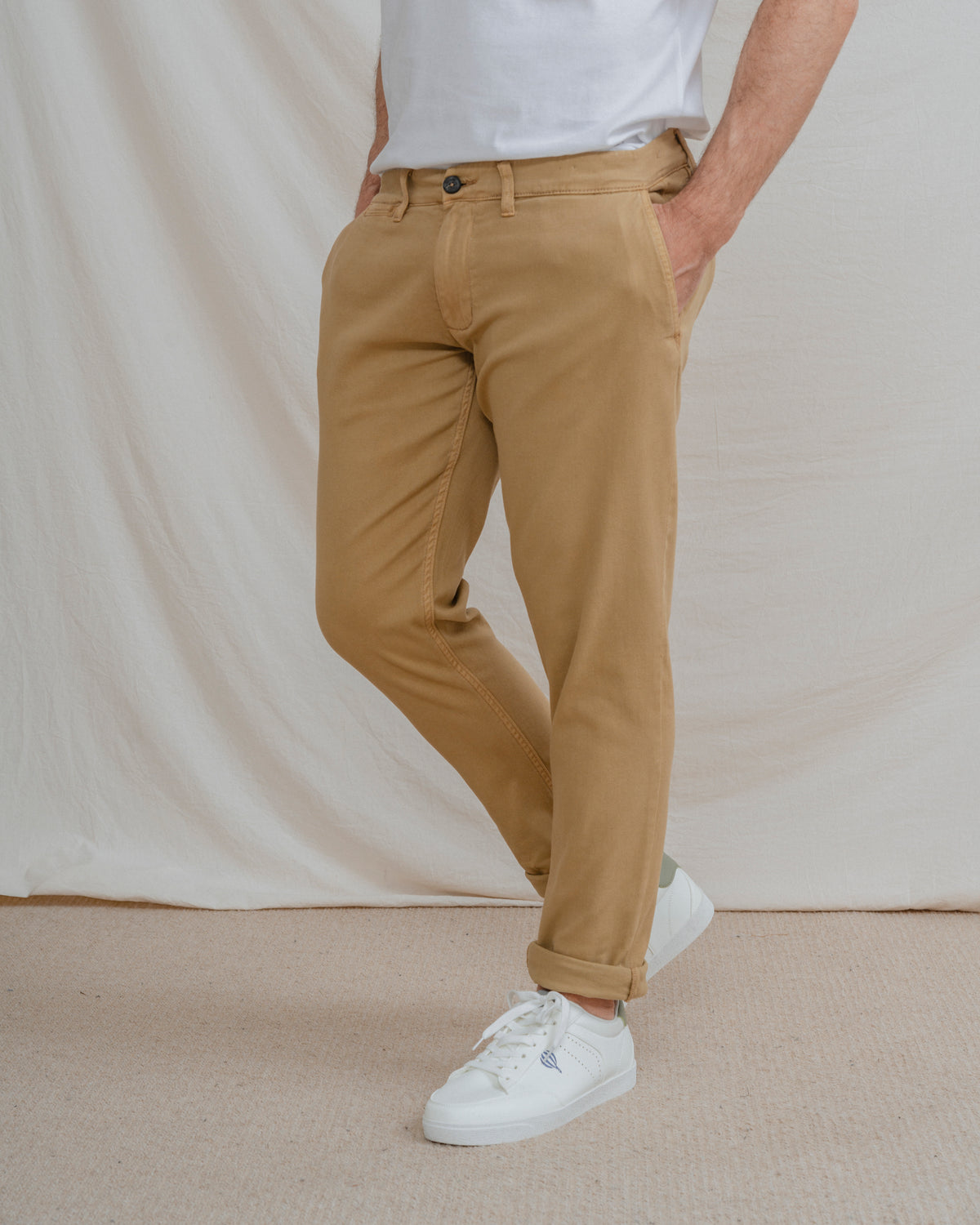 CALÇAS CHINO SKINNY CROPPED CAMELO