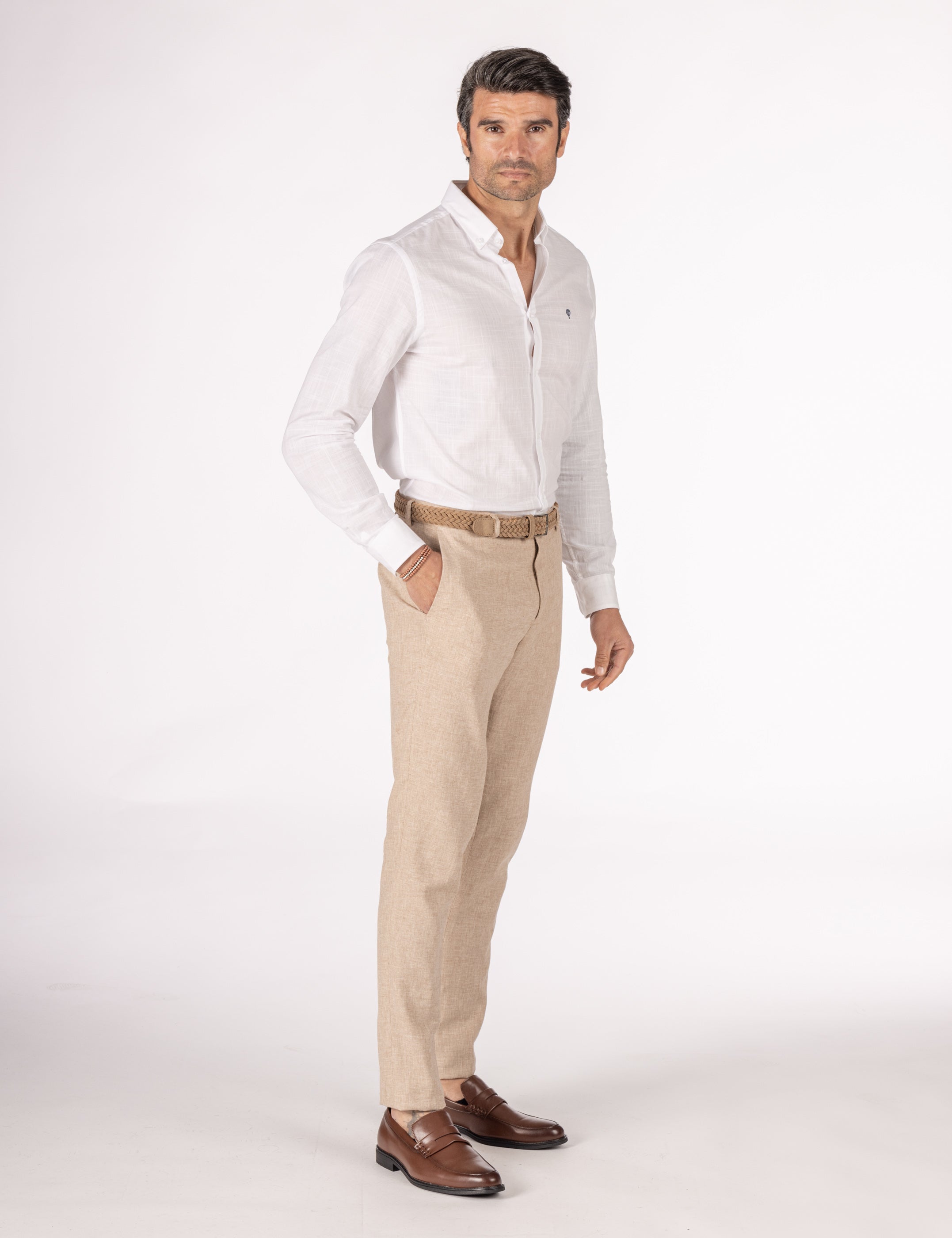 PANTALÓN TRAJE LINO BEIGE