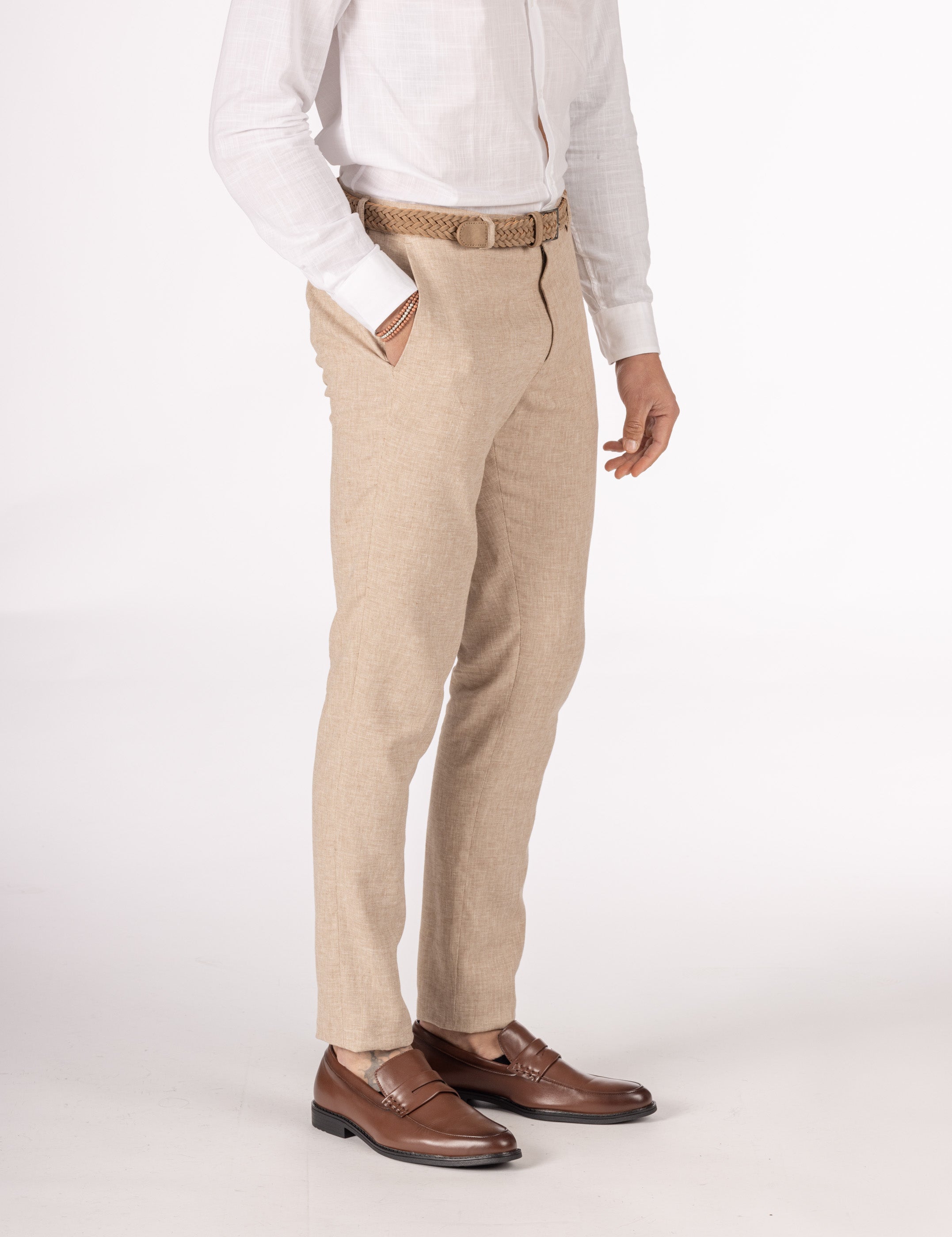 PANTALÓN TRAJE LINO BEIGE