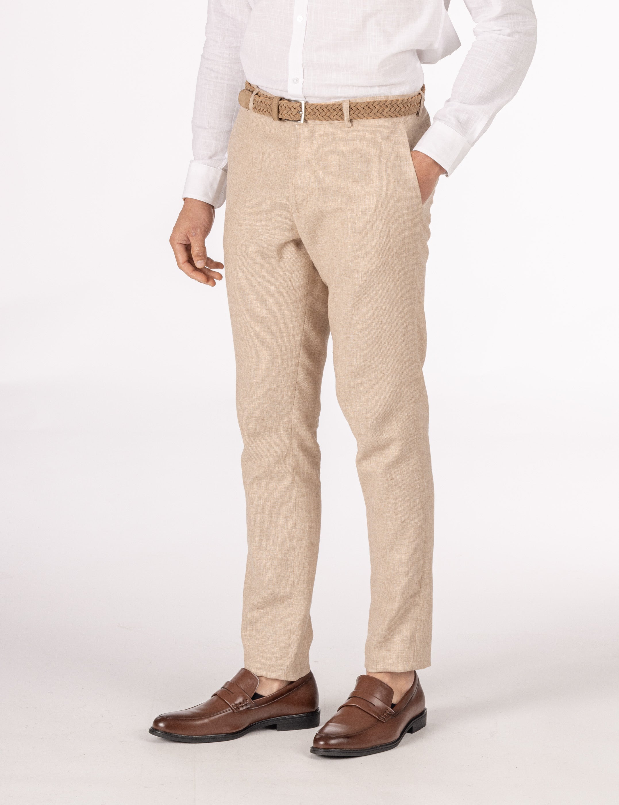 PANTALÓN TRAJE LINO BEIGE