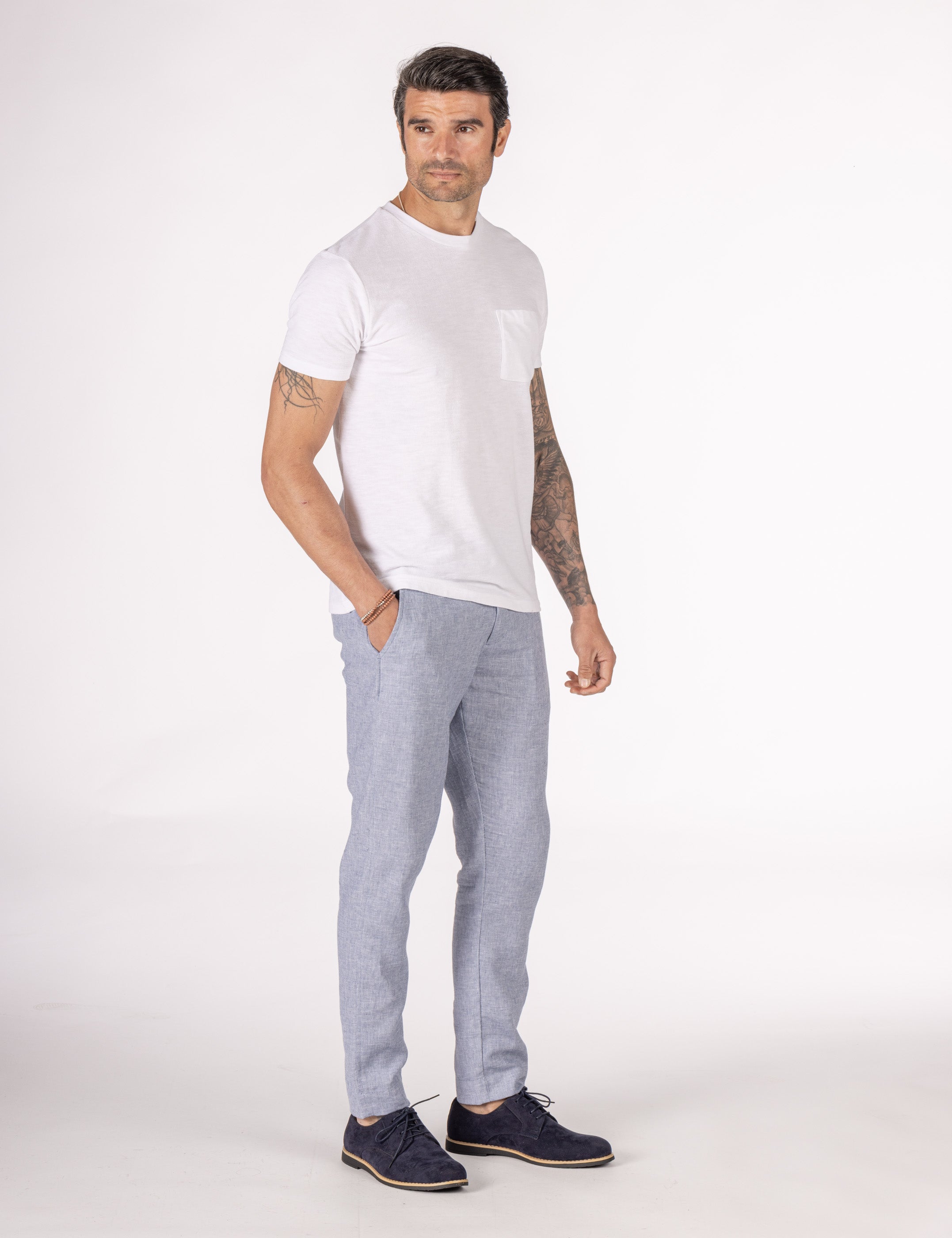 PANTALON CASUAL GOMA LINO CELESTE