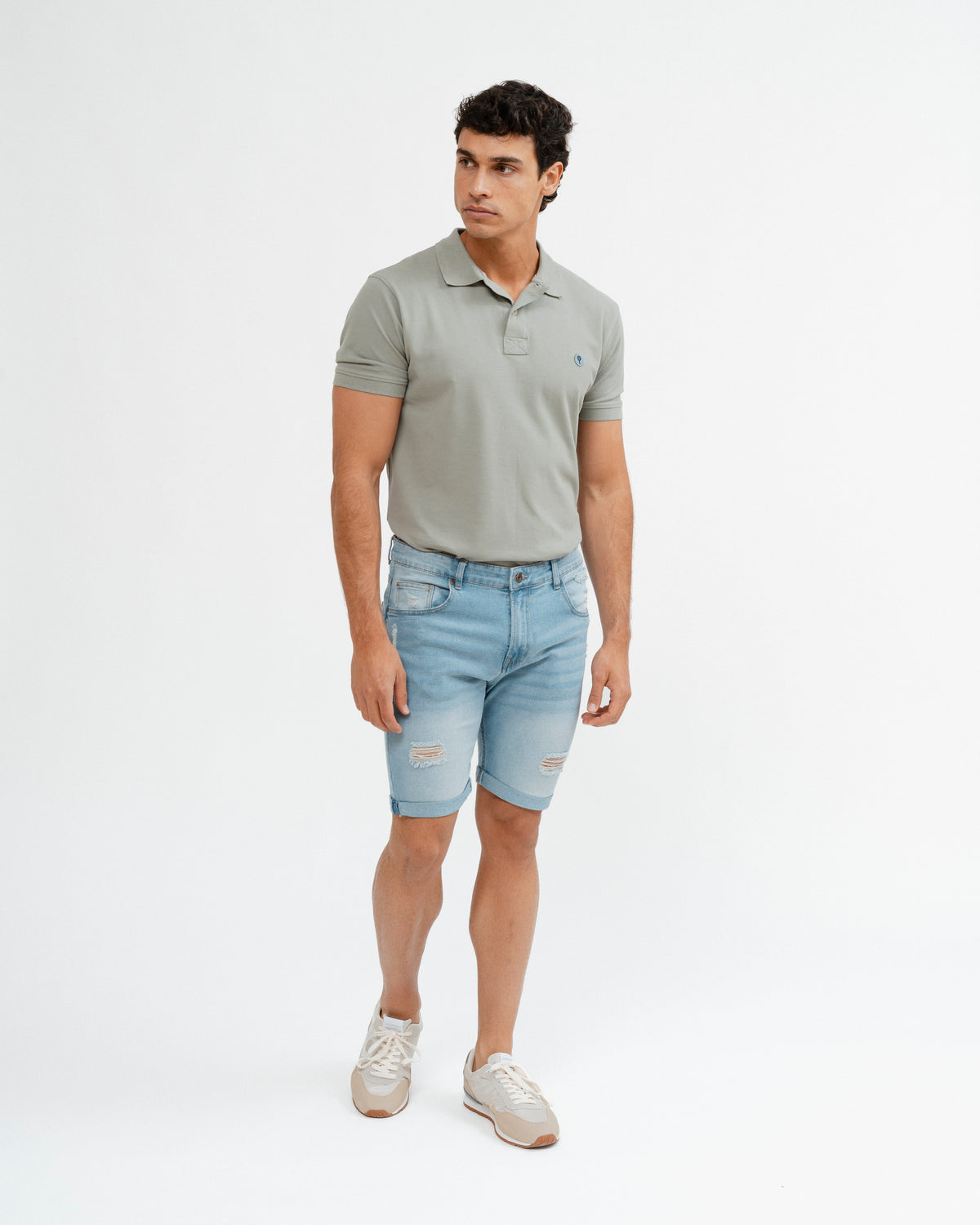BERMUDAS 5 BOLSOS DE SARJA RASGADAS