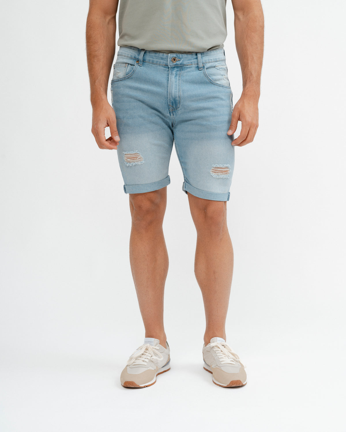 BERMUDAS 5 BOLSOS DE SARJA RASGADAS