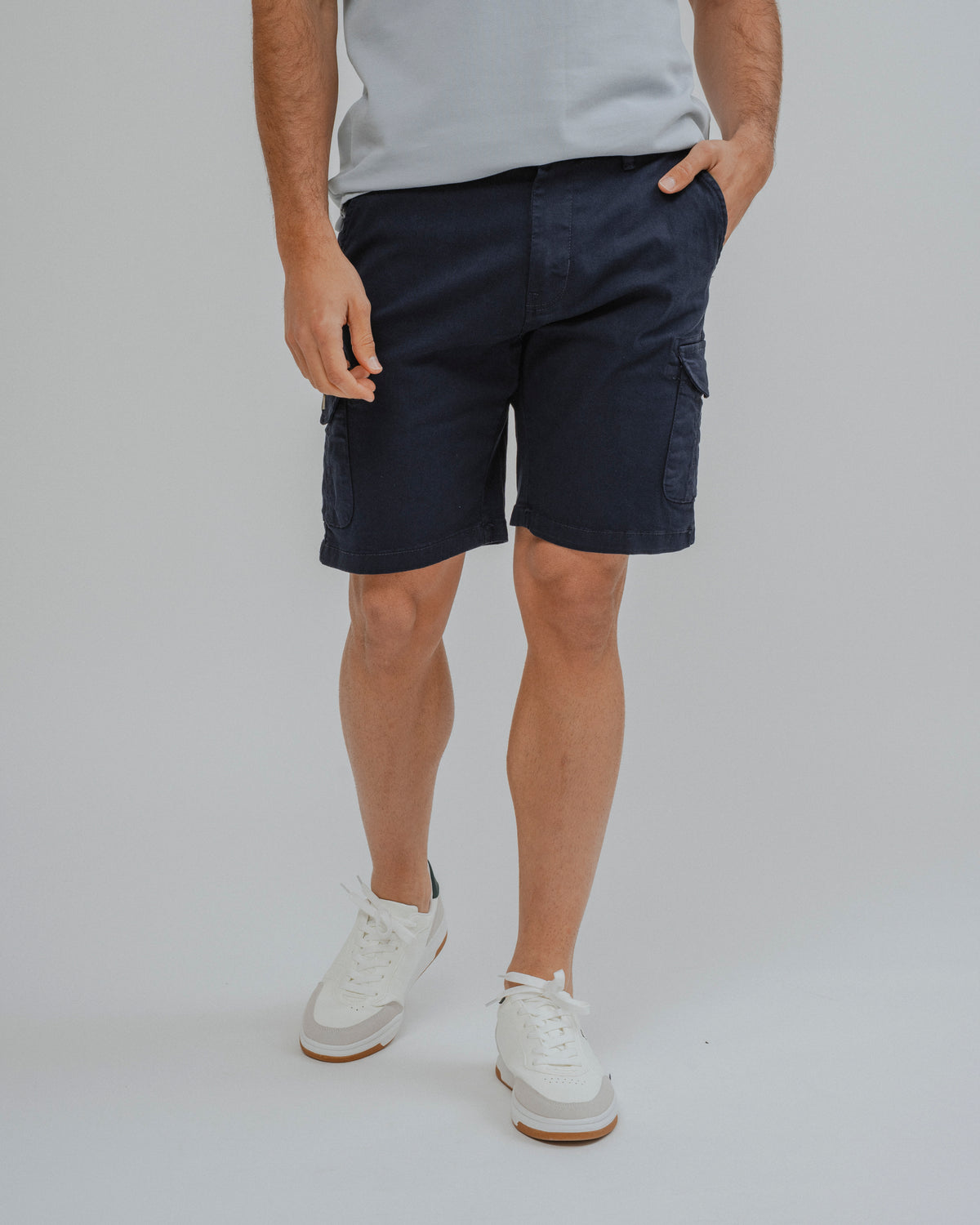 BERMUDAS CHINO CARGO AZUL