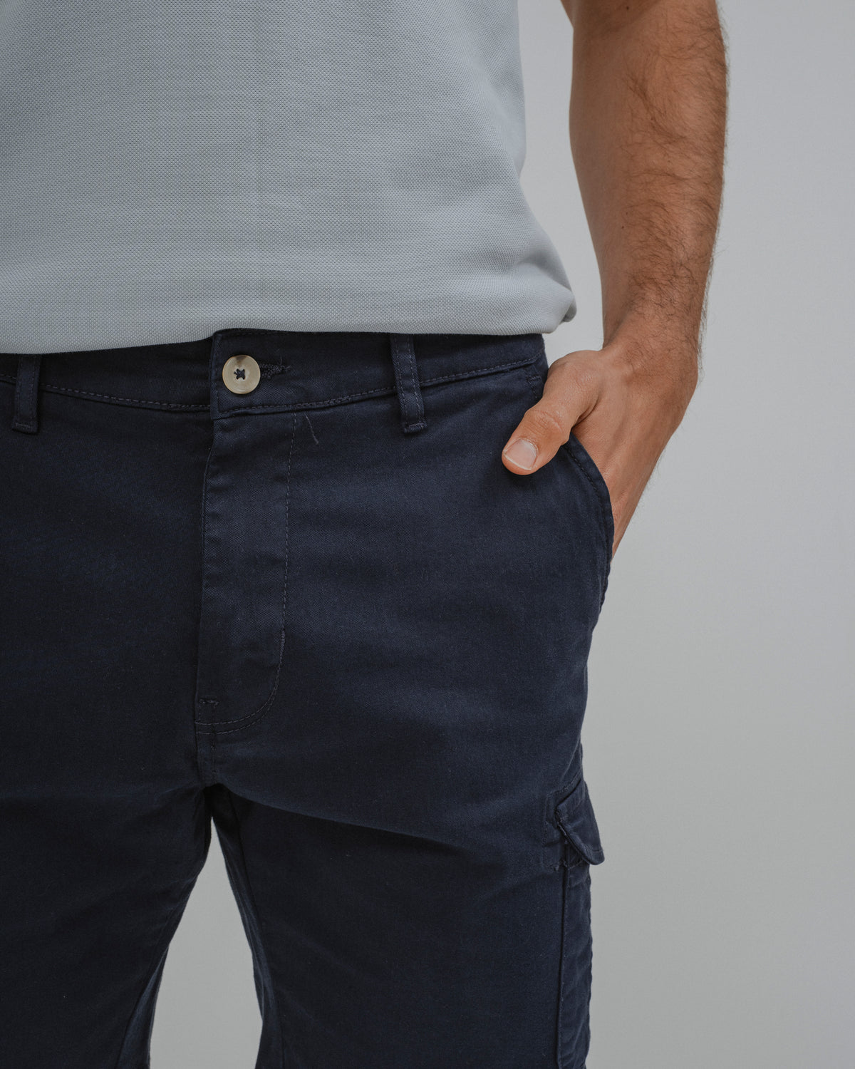 BERMUDAS CHINO CARGO AZUL