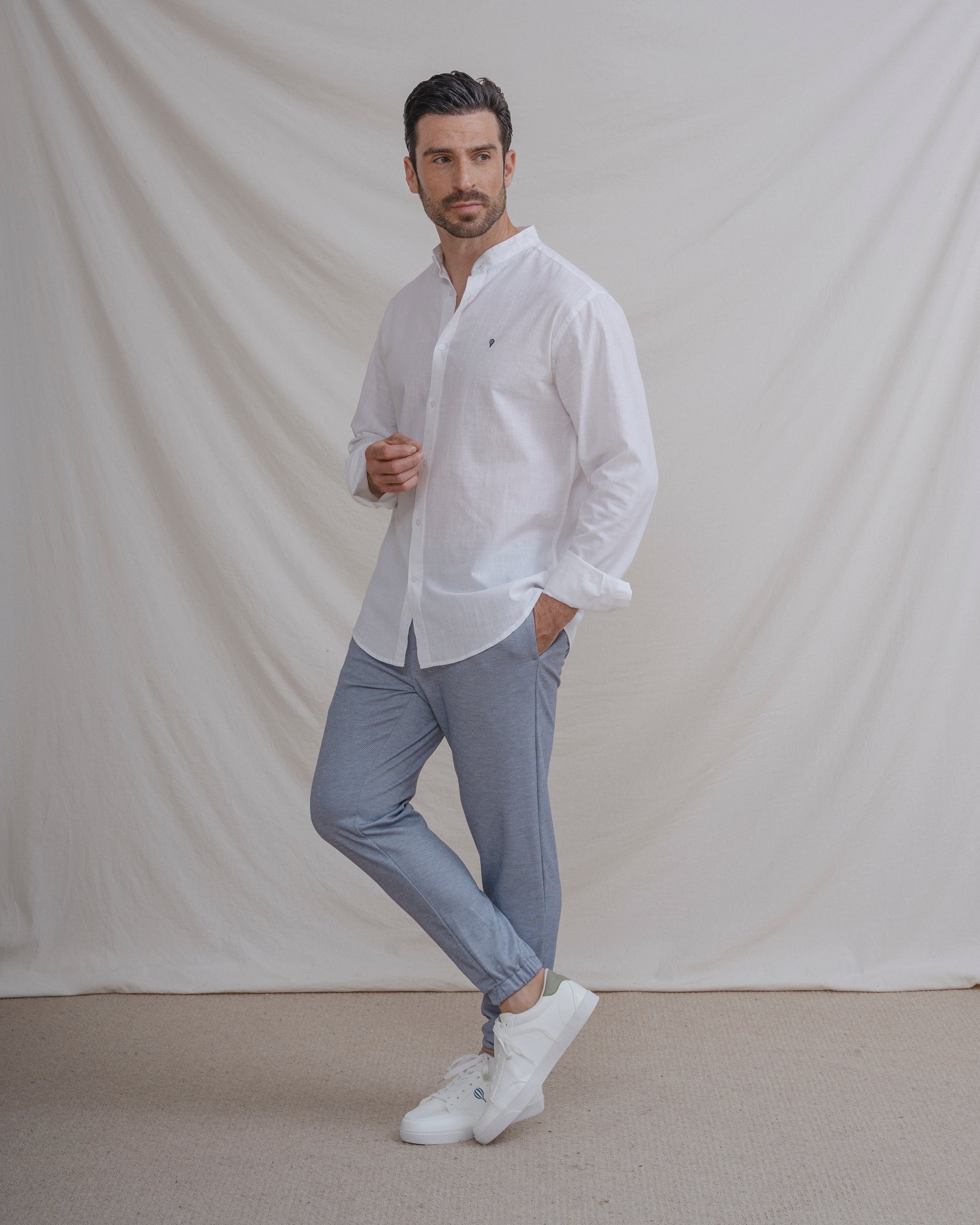 CAMISA FLAMÉ MAO CON LINO BLANCA