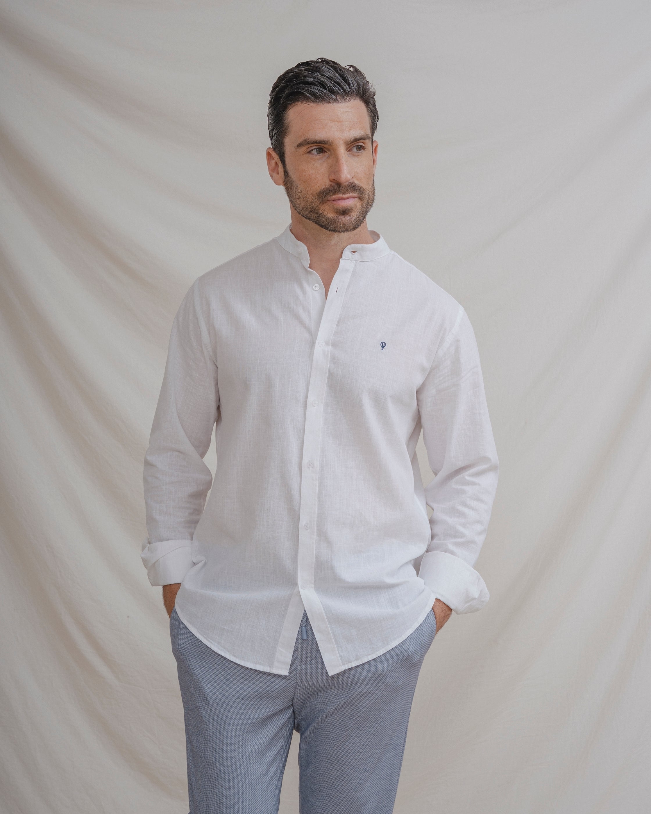 CAMISA FLAMÉ MAO CON LINO BLANCA