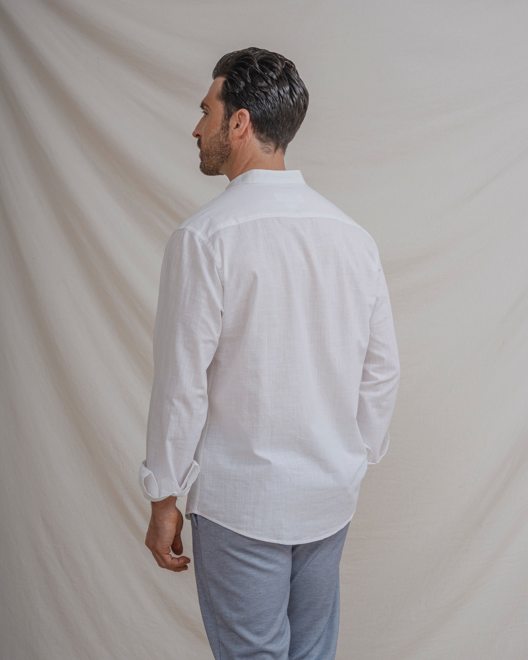 CAMISA FLAMÉ MAO CON LINO BLANCA