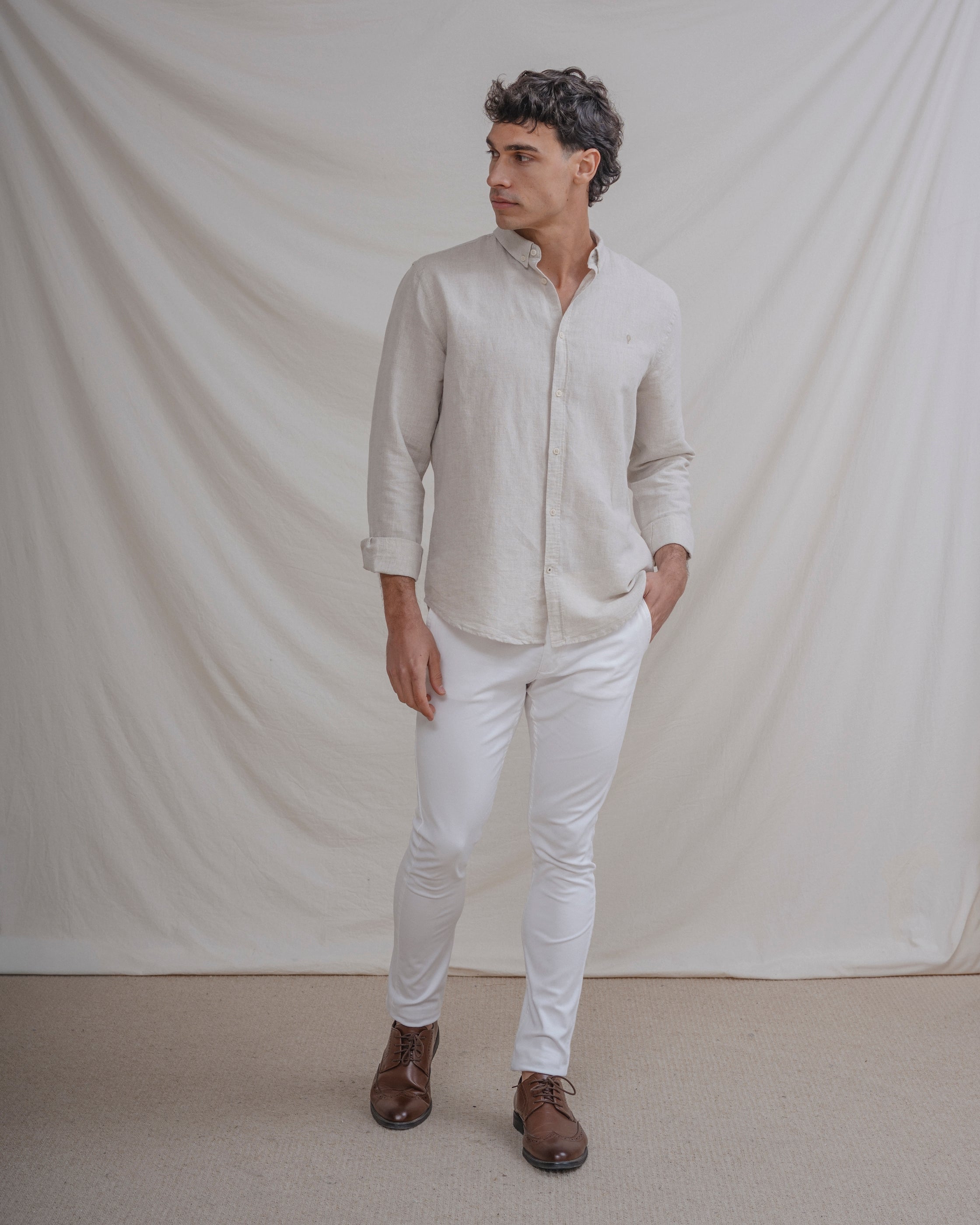 CAMISA LINO BEIGE