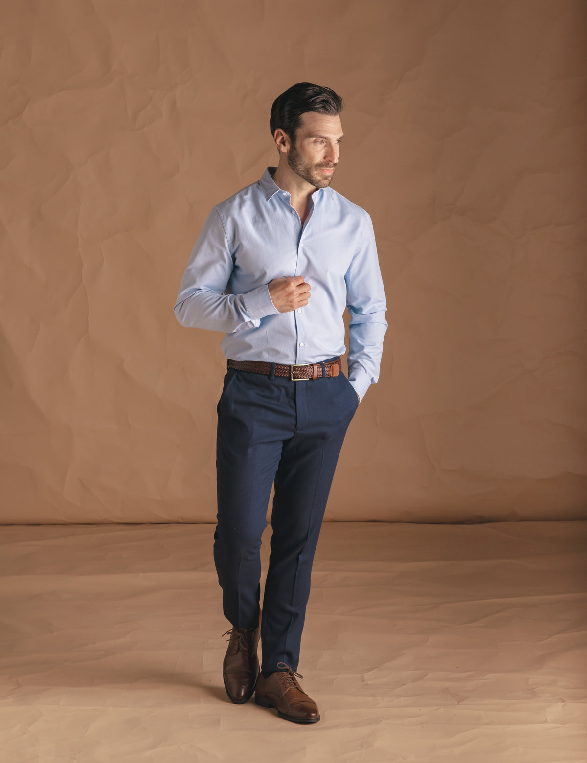 CAMISA VESTIR AZUL-CELESTE