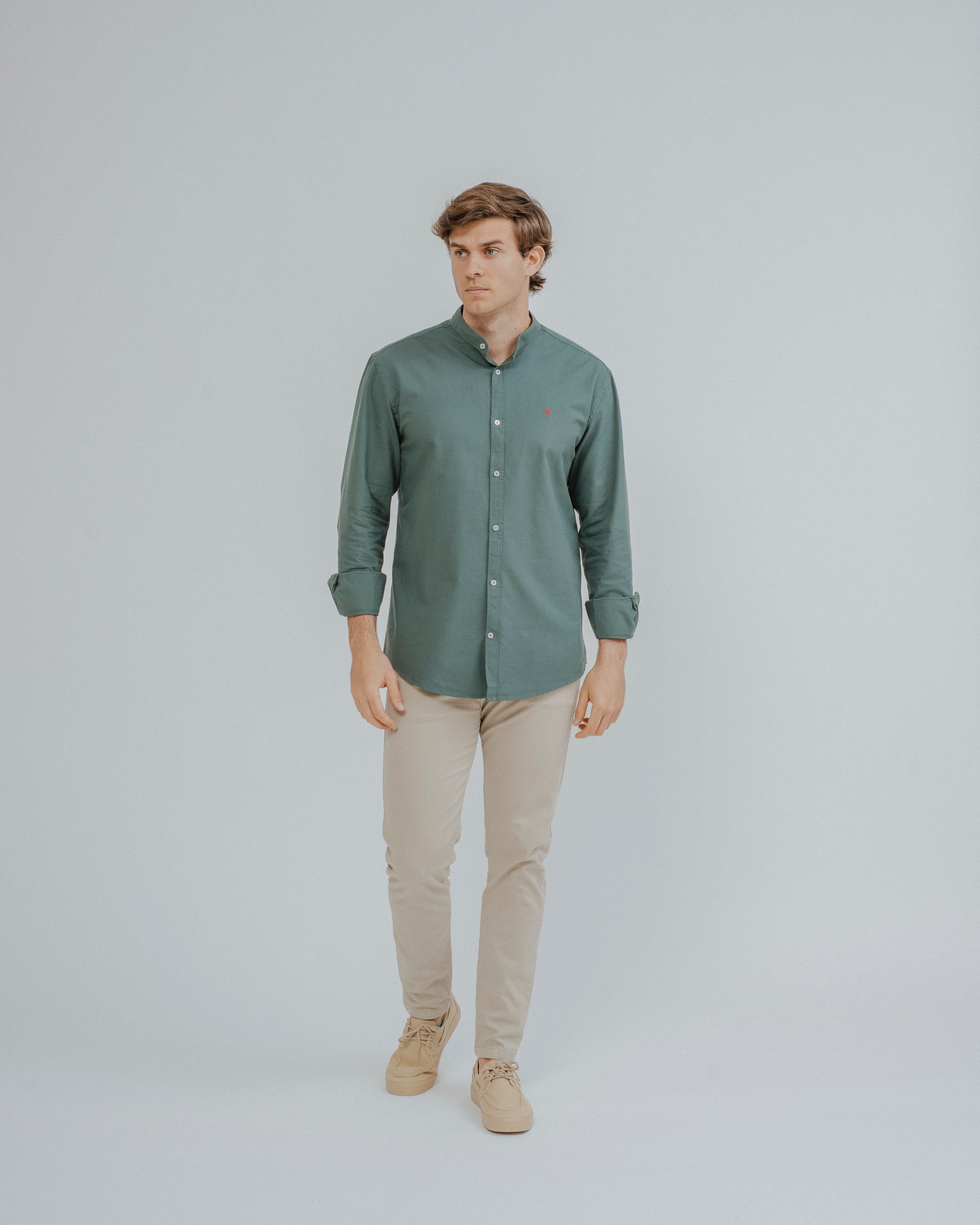 CAMISA OXFORD CUELLO MAO VERDE