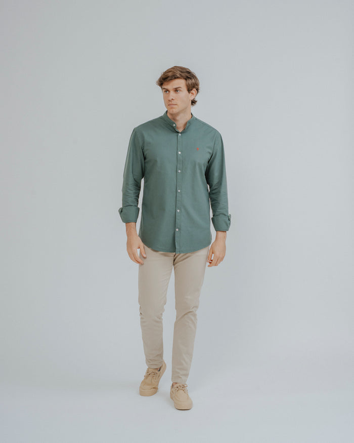 CAMISA OXFORD GOLA MAO VERDE