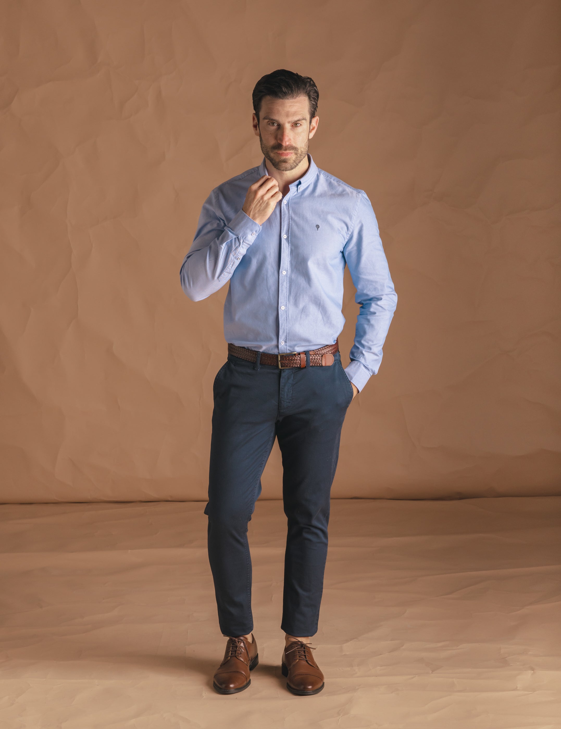 CAMISA OXFORD CELESTE