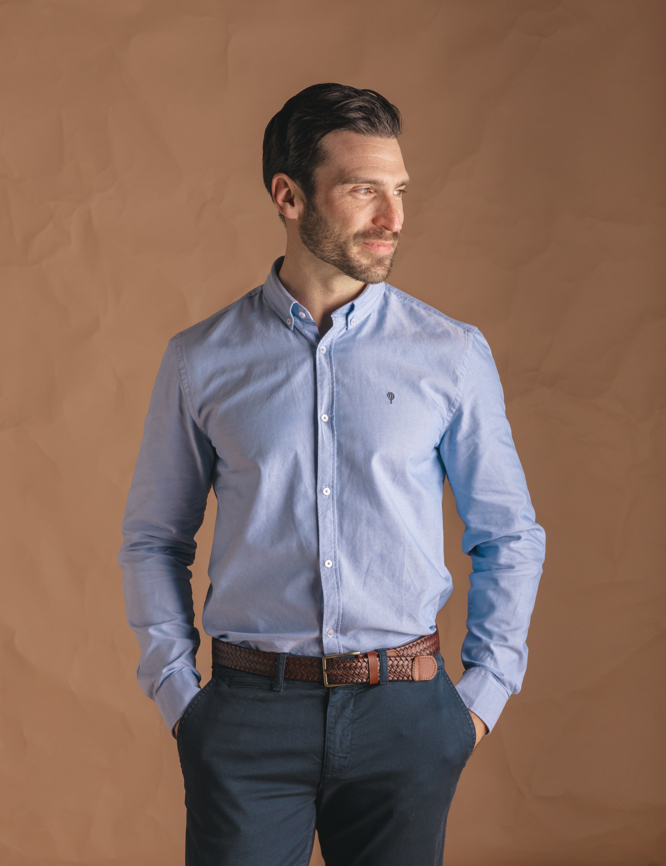 CAMISA OXFORD CELESTE