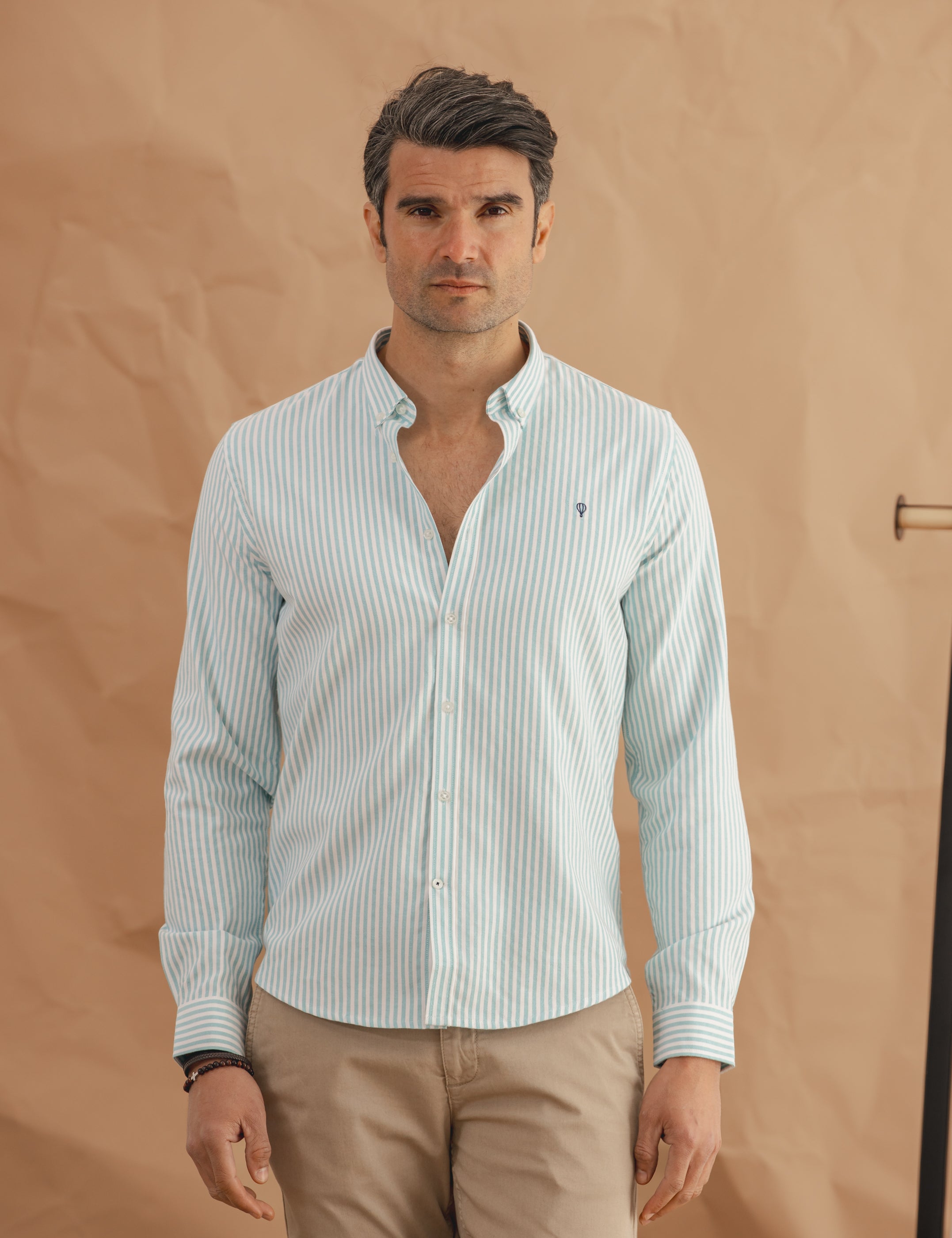 CAMISA OXFORD RAYAS VERDE