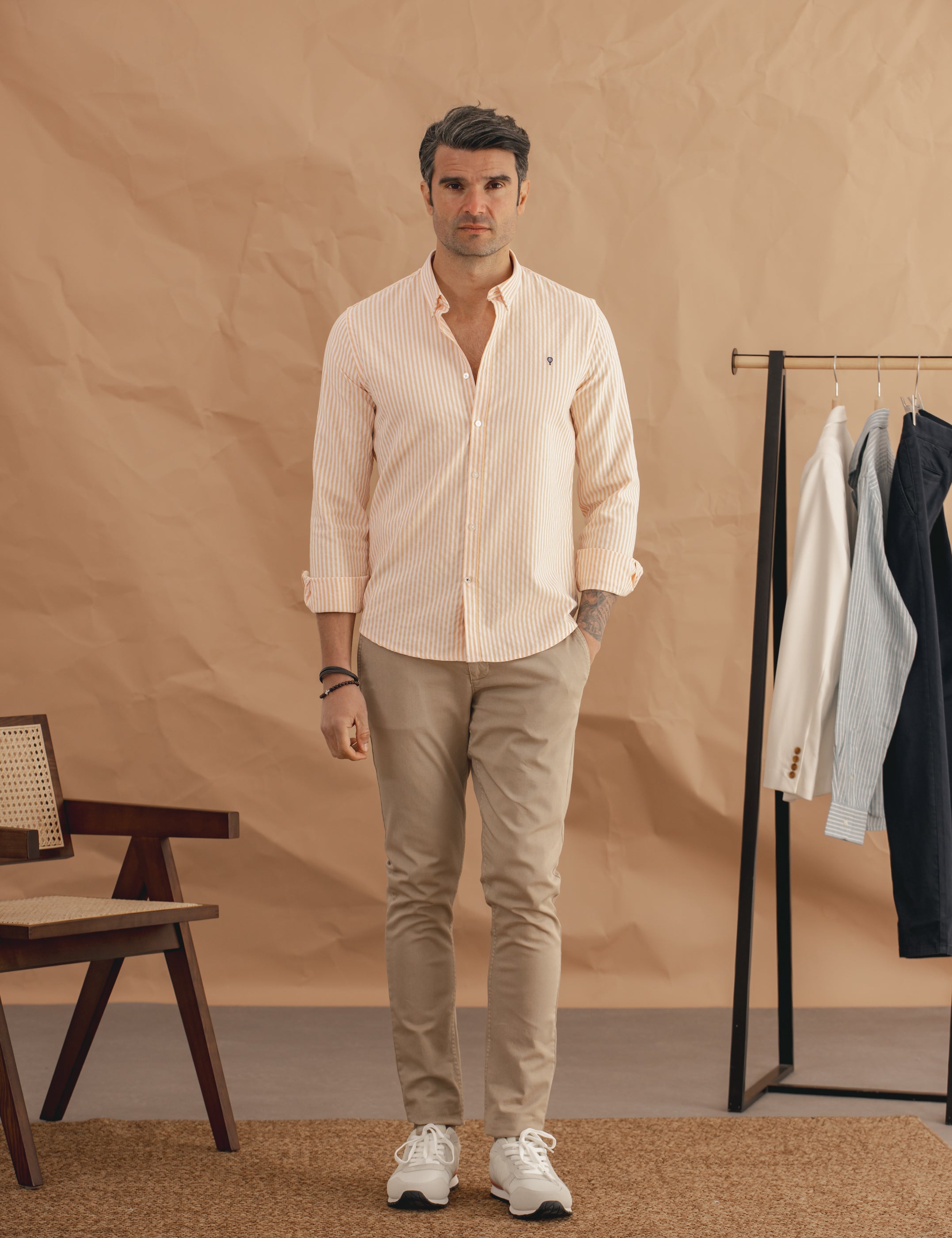 CAMISA OXFORD RAYAS AMARILLA
