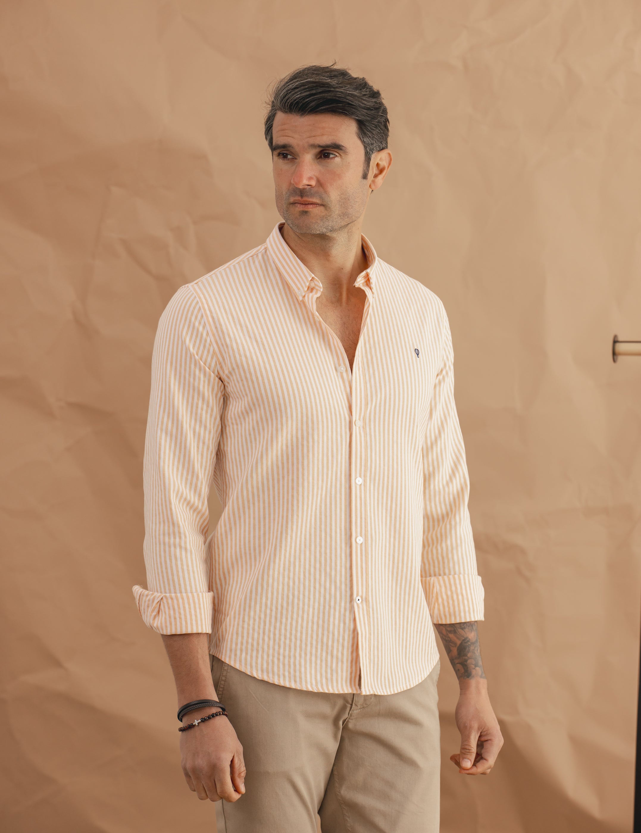 CAMISA OXFORD RAYAS AMARILLA