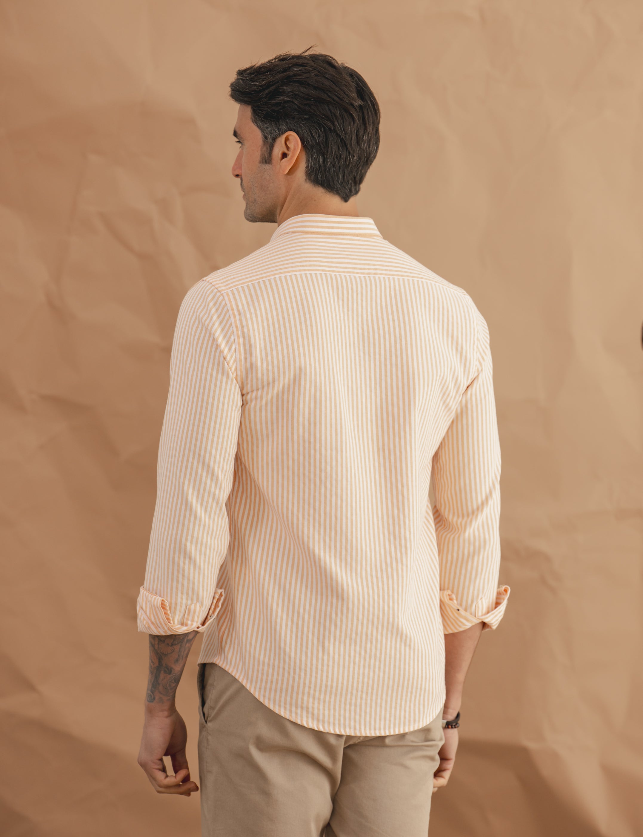 CAMISA OXFORD RAYAS AMARILLA