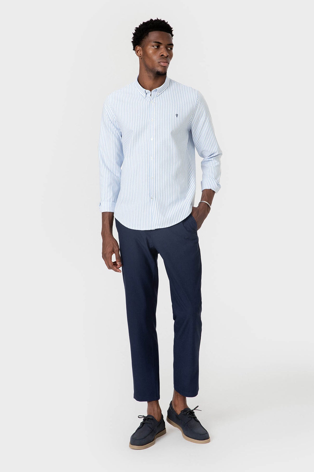 CAMISA OXFORD RAYA CELESTE