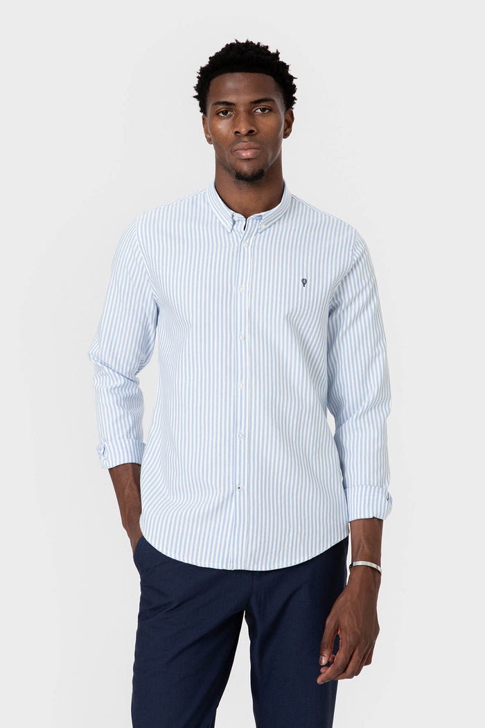 CAMISA OXFORD RAYA CELESTE