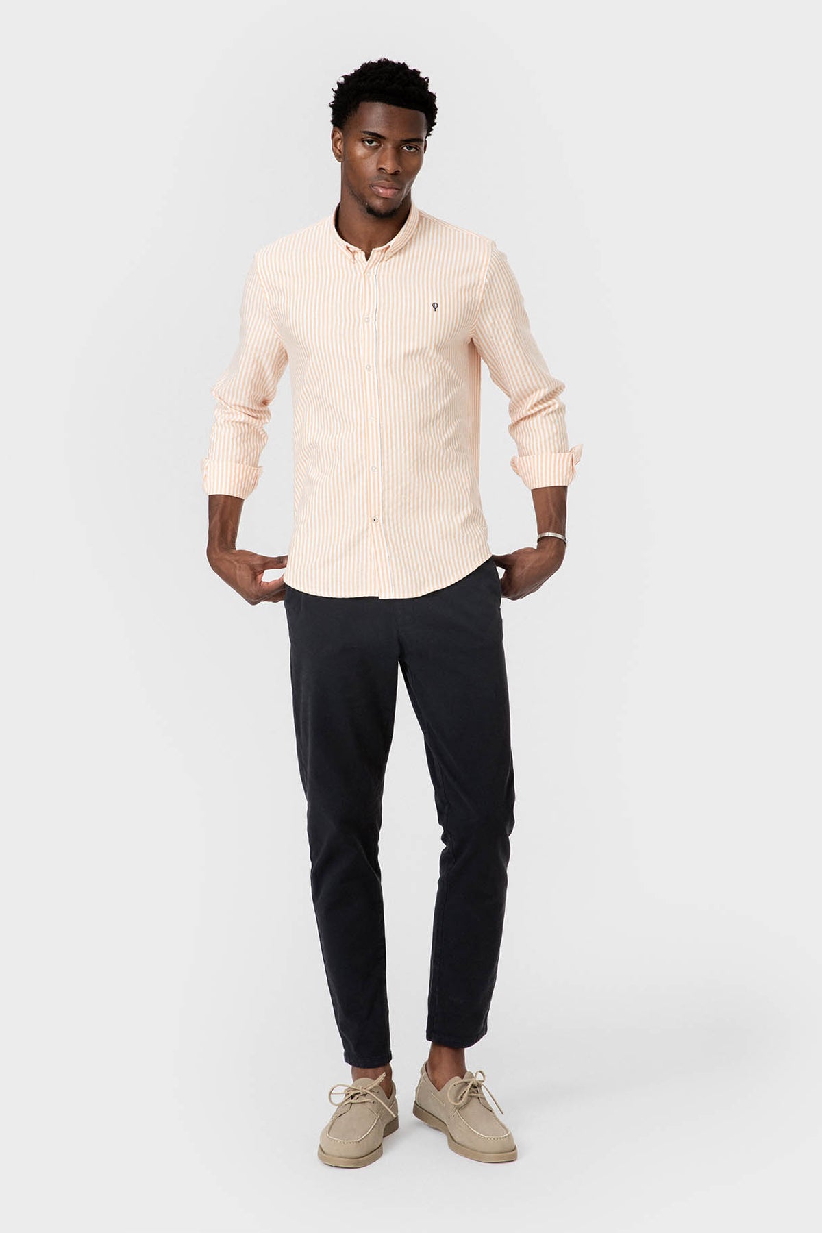 CAMISA OXFORD RAYA NARANJA