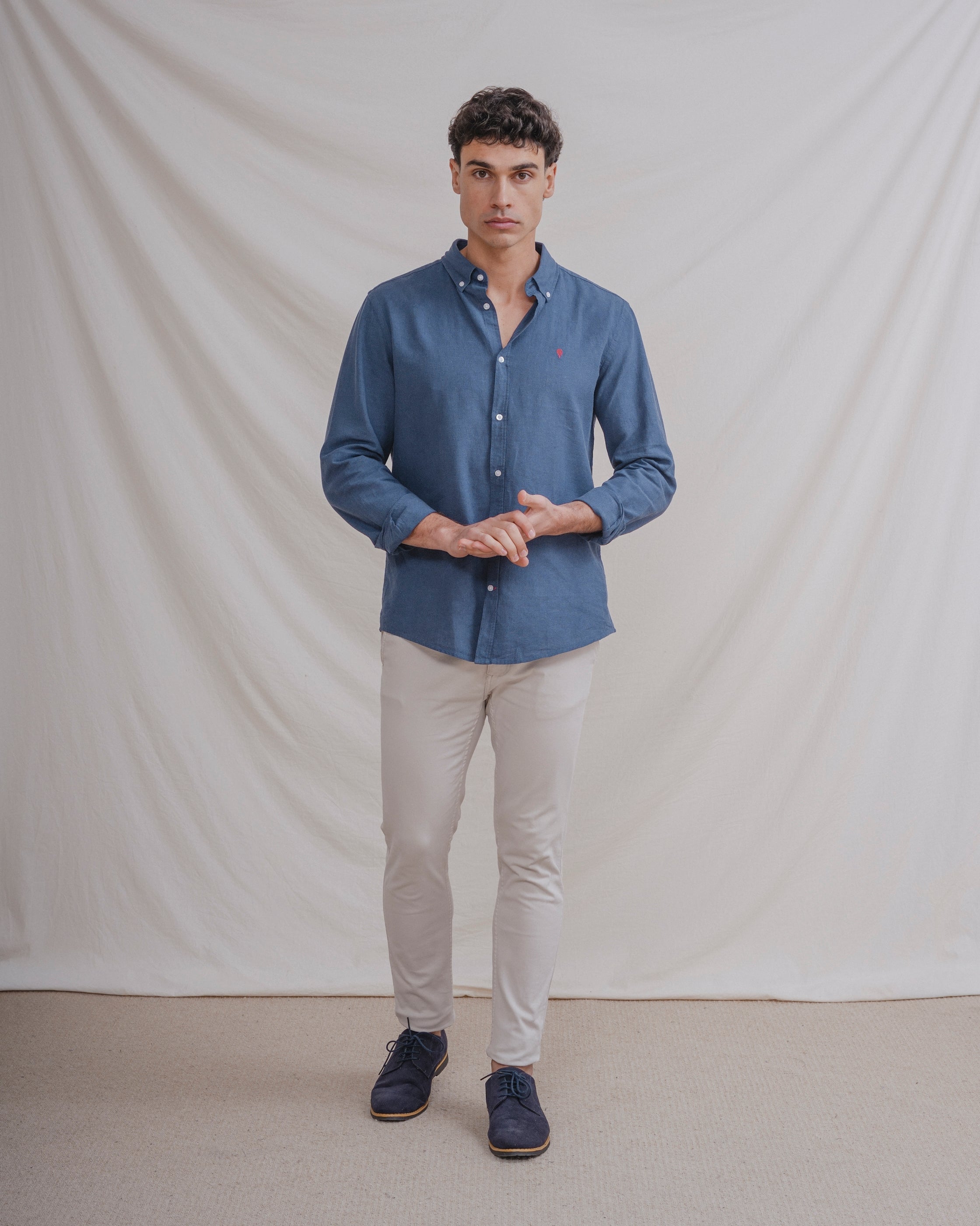CAMISA CON LINO AZUL