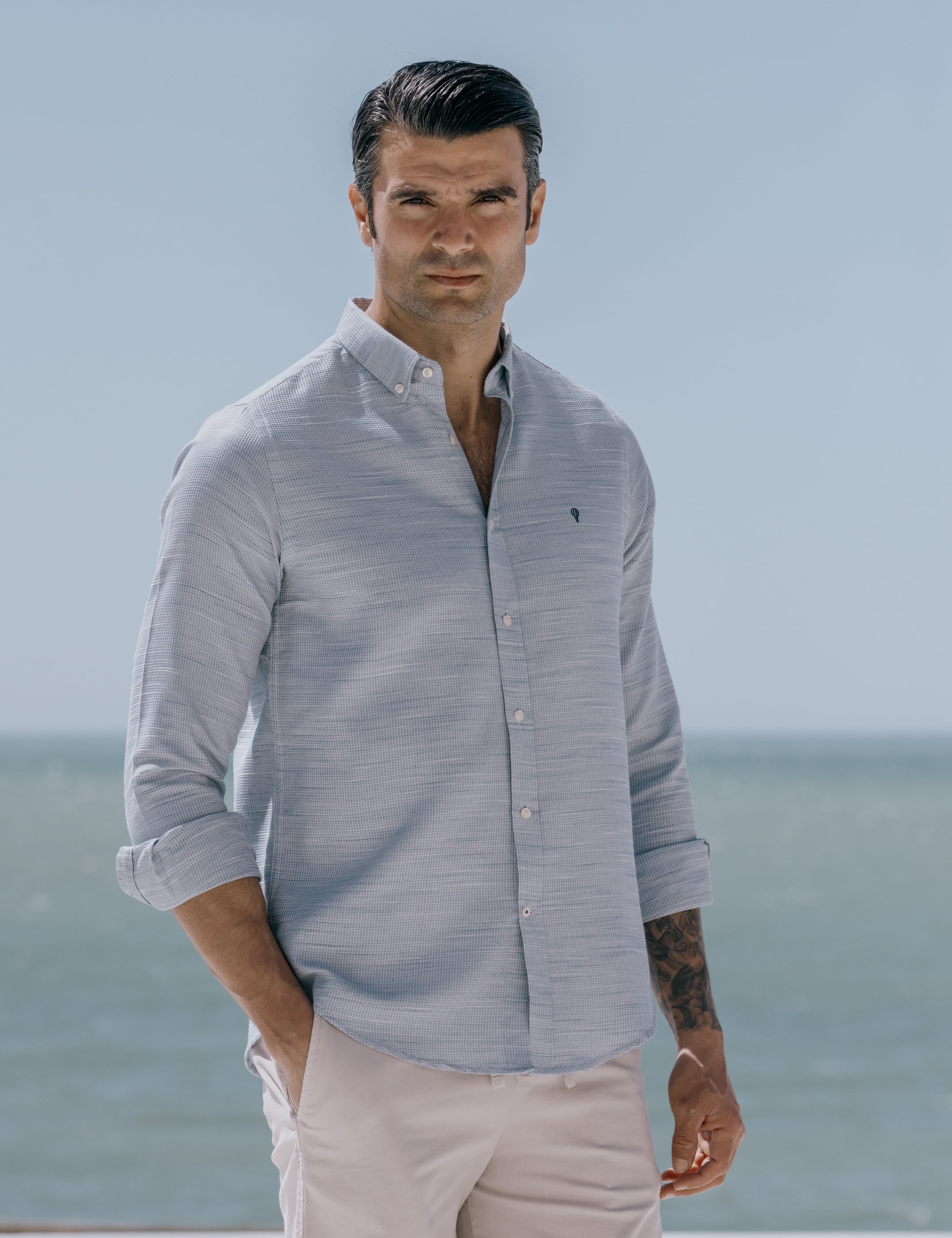 CAMISA ESTRUCTURA CELESTE