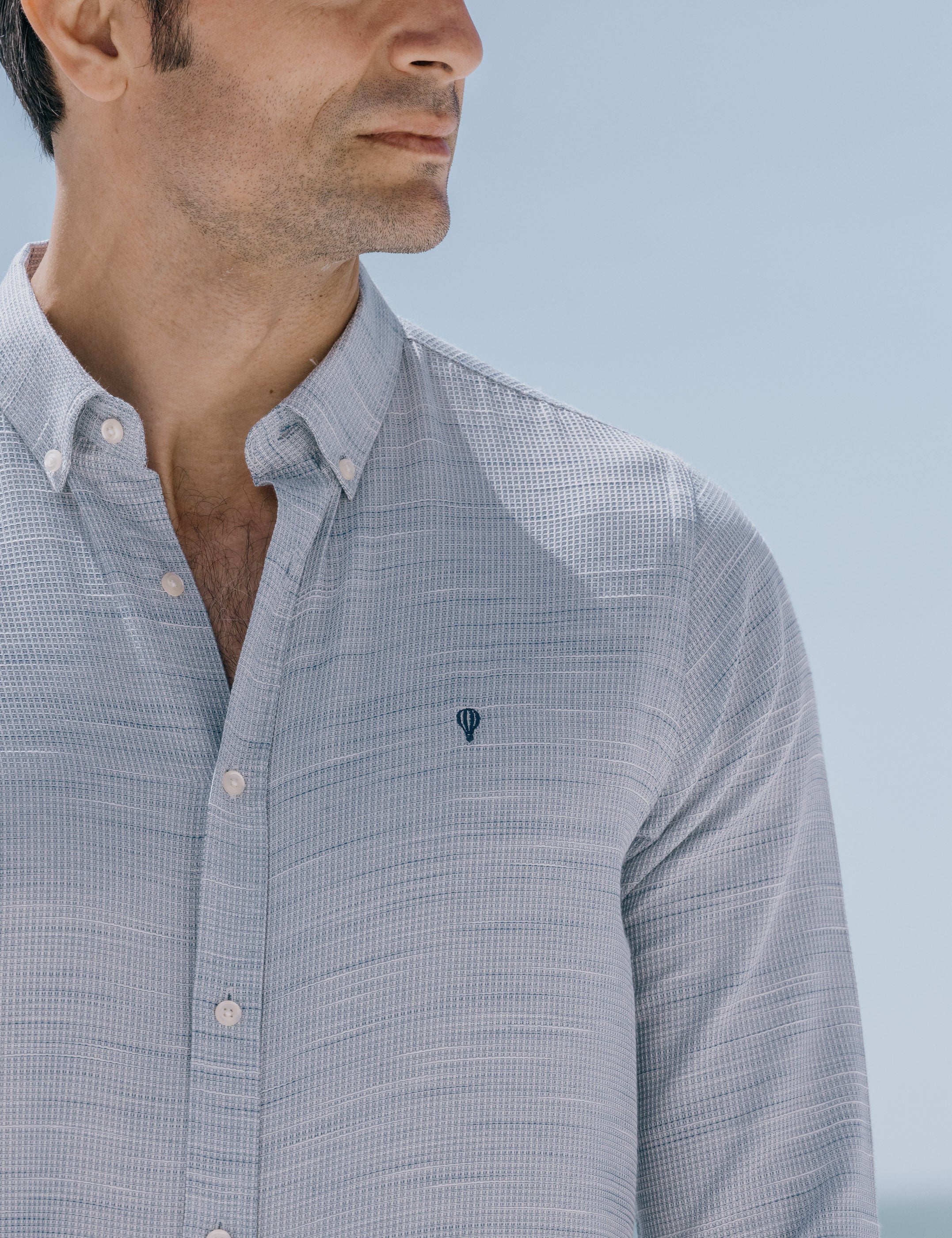 CAMISA ESTRUCTURA CELESTE
