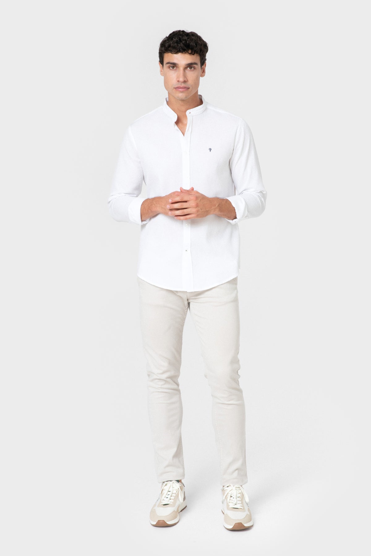 CAMISA XADREZ BRANCA GOLA MAO