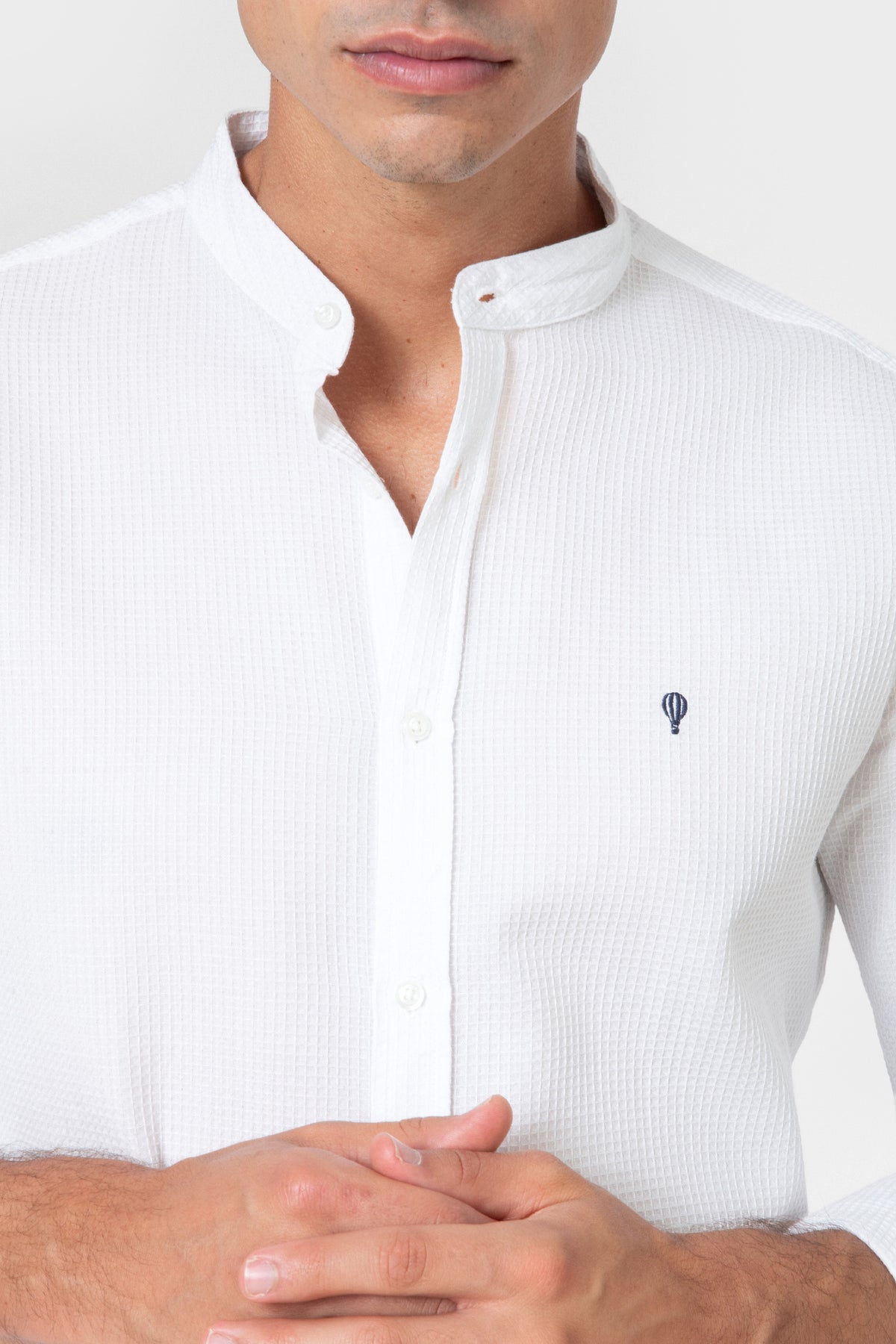 CAMISA XADREZ BRANCA GOLA MAO