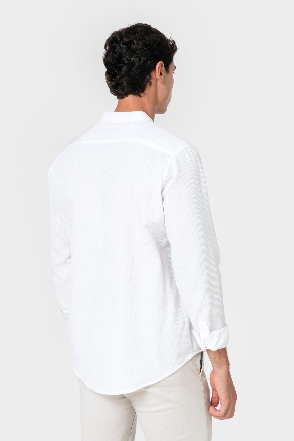 CAMISA XADREZ BRANCA GOLA MAO