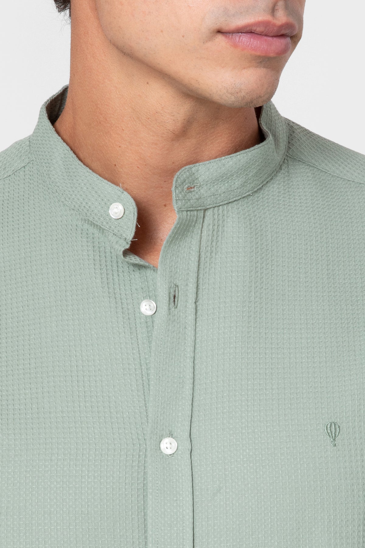 CAMISA XADREZ VERDE GOLA MANDARIM