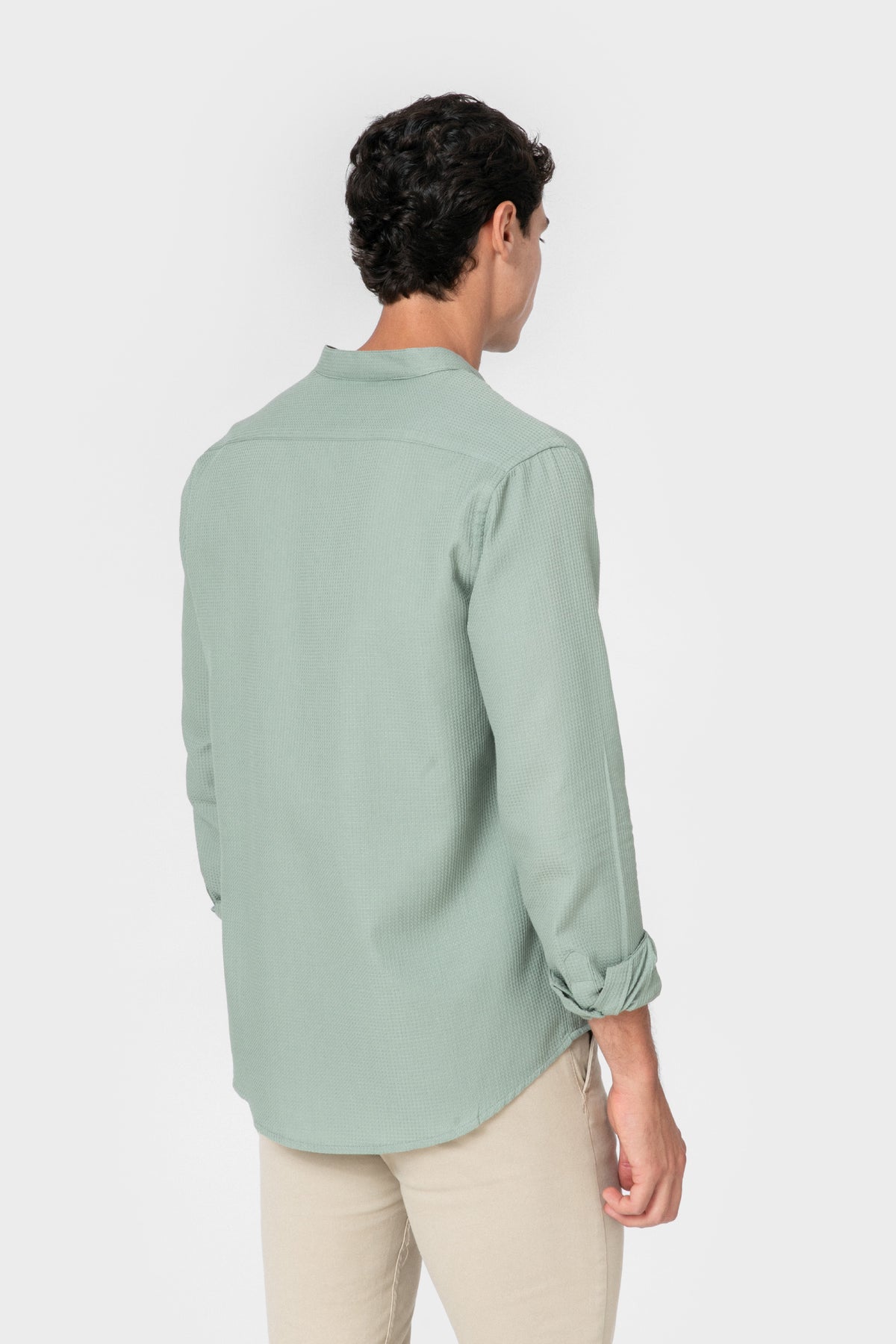 CAMISA XADREZ VERDE GOLA MANDARIM