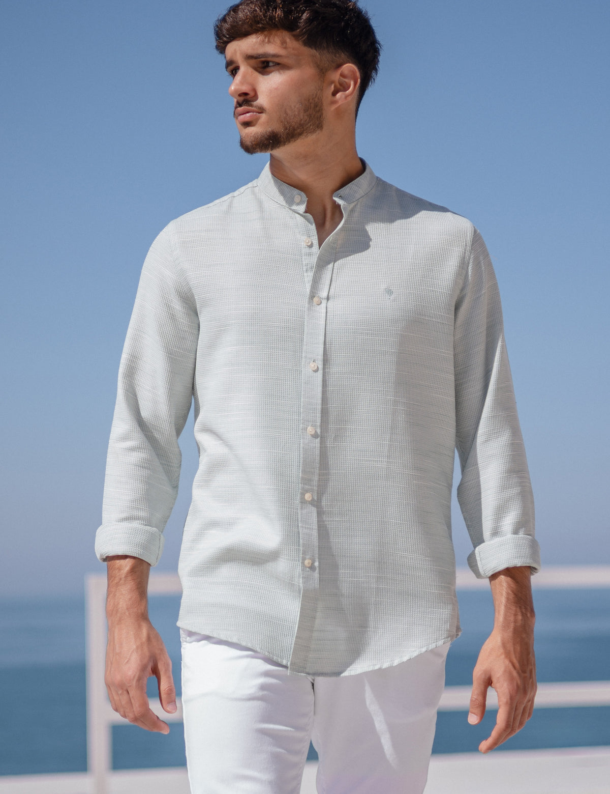 CAMISA ESTRUTURA VERDE GOLA MAO