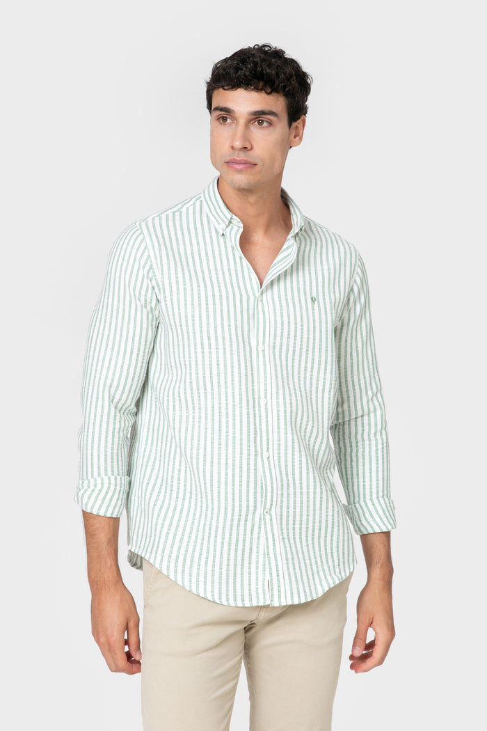 CAMISA ESTRUTURA LISTRA VERDE