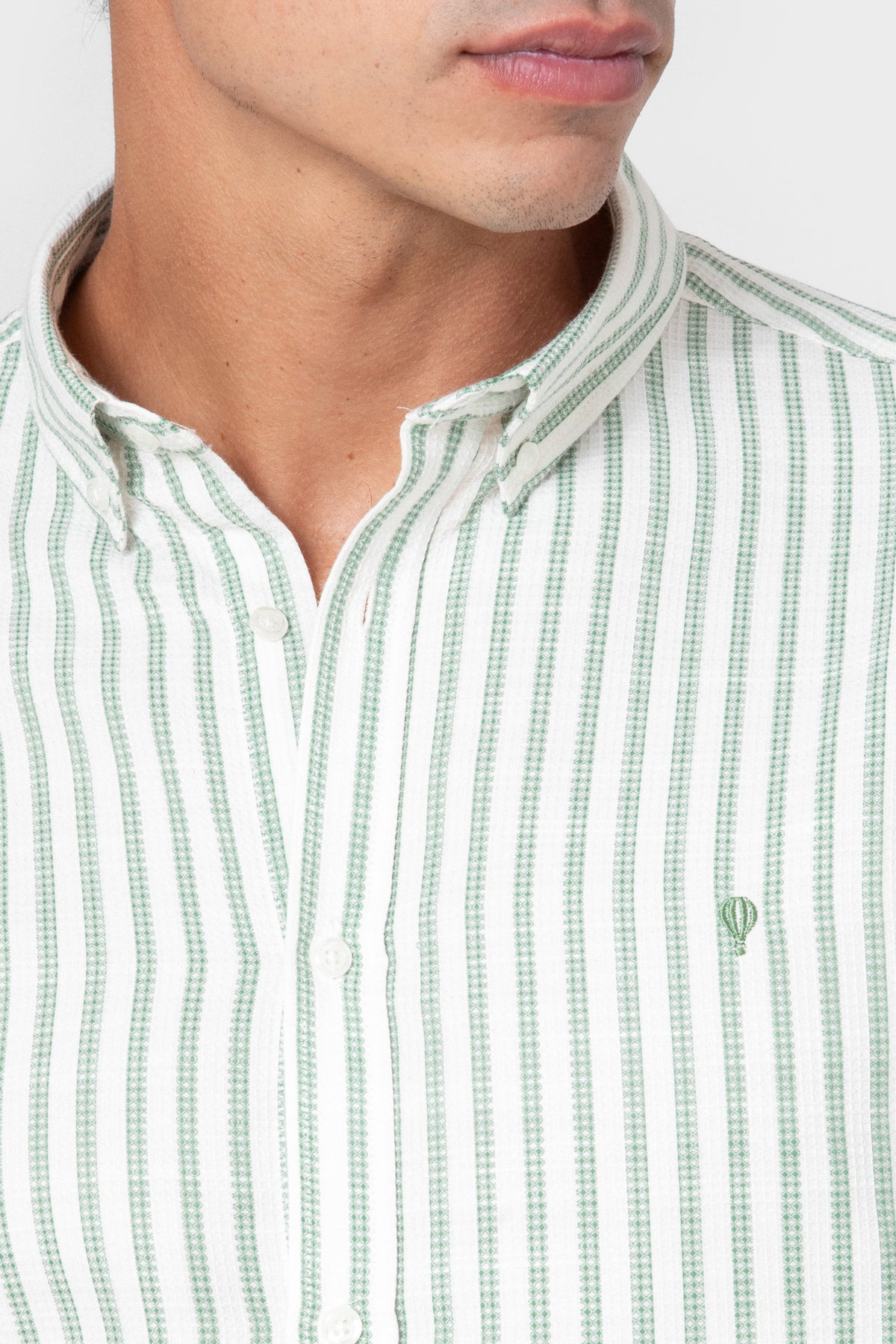 CAMISA ESTRUTURA LISTRA VERDE