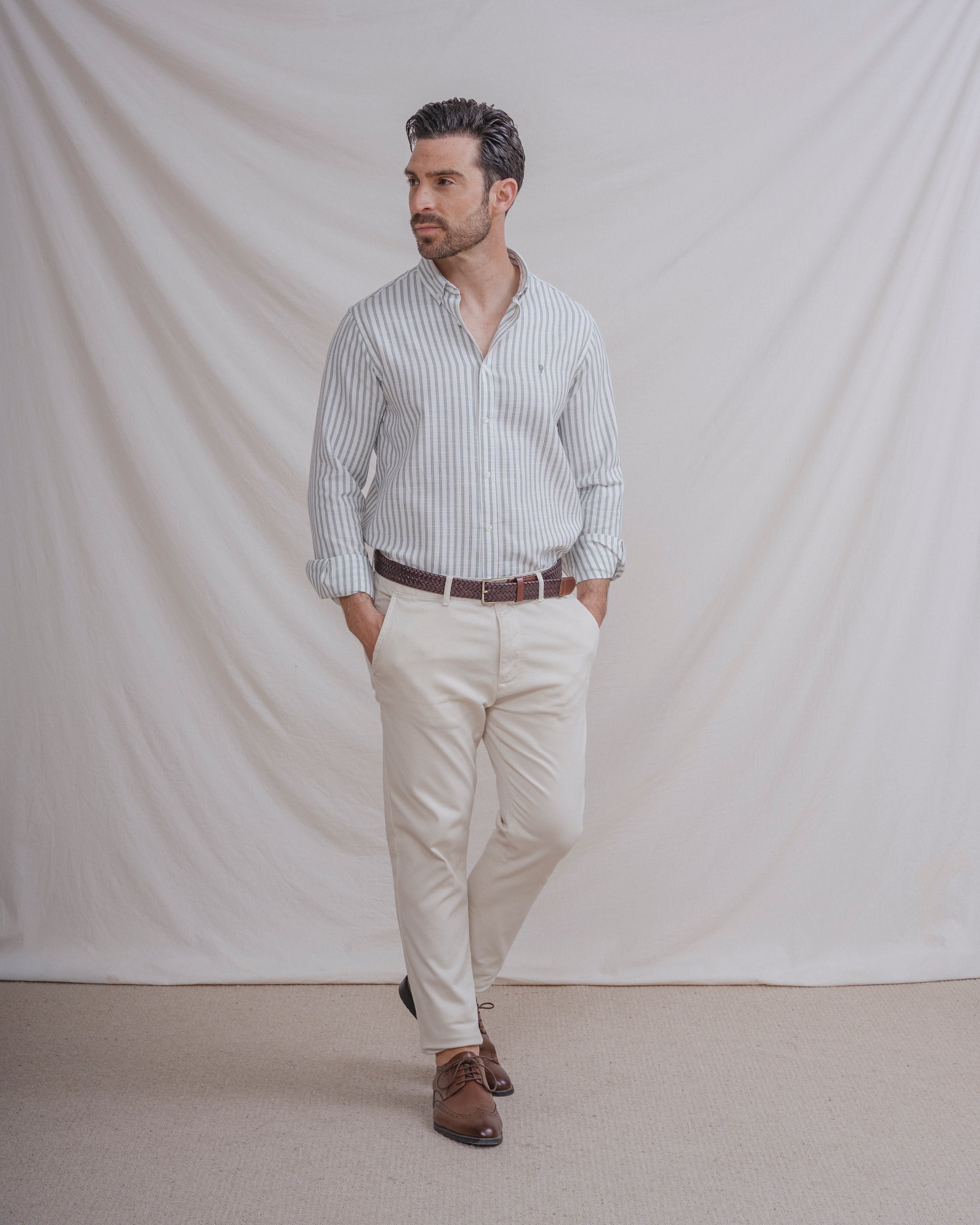 CAMISA ESTRUCTURA RAYA VERDE