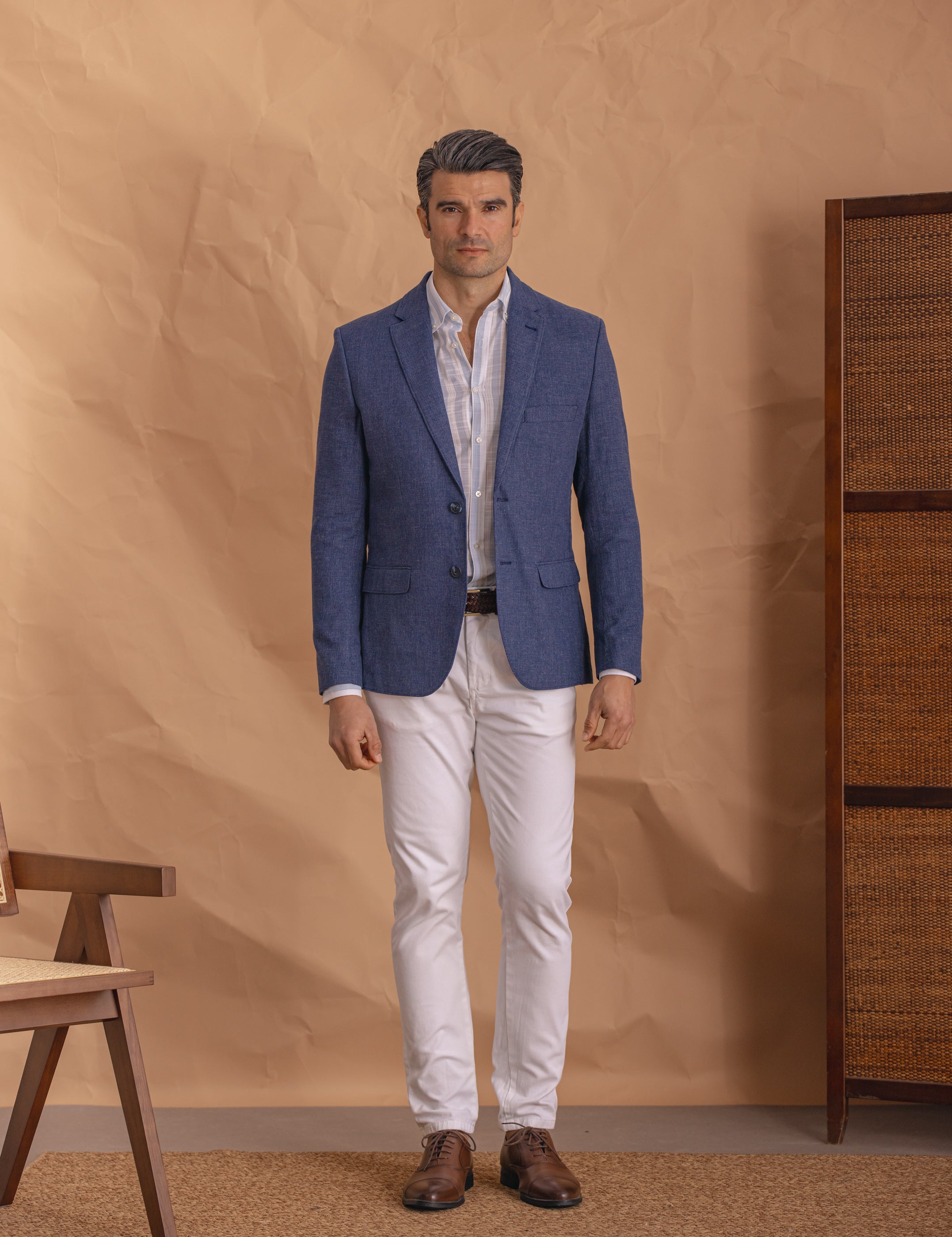 CAMISA RAYA MEDIA CELESTE