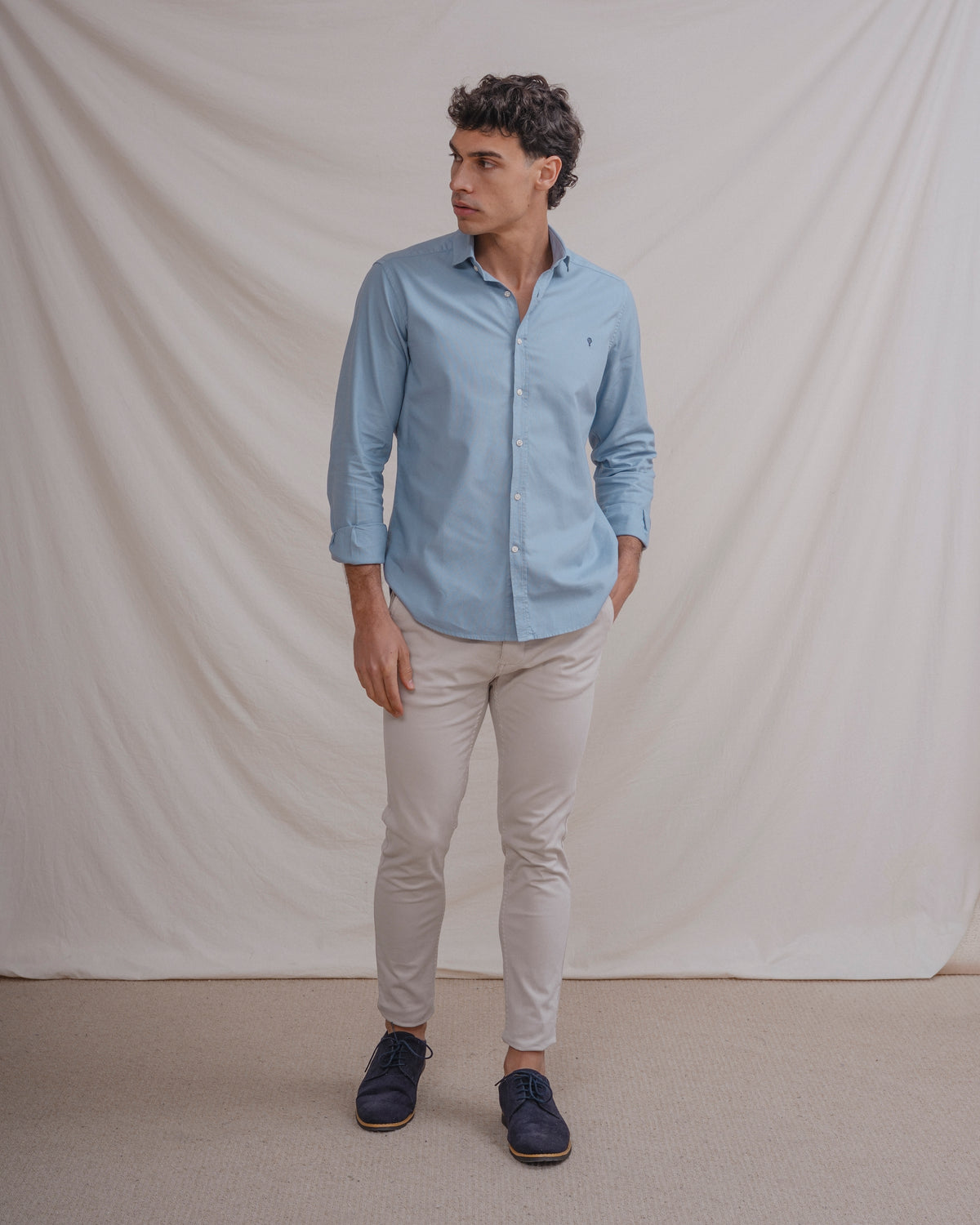CAMISA AZUL-CELESTE ALGODÃO