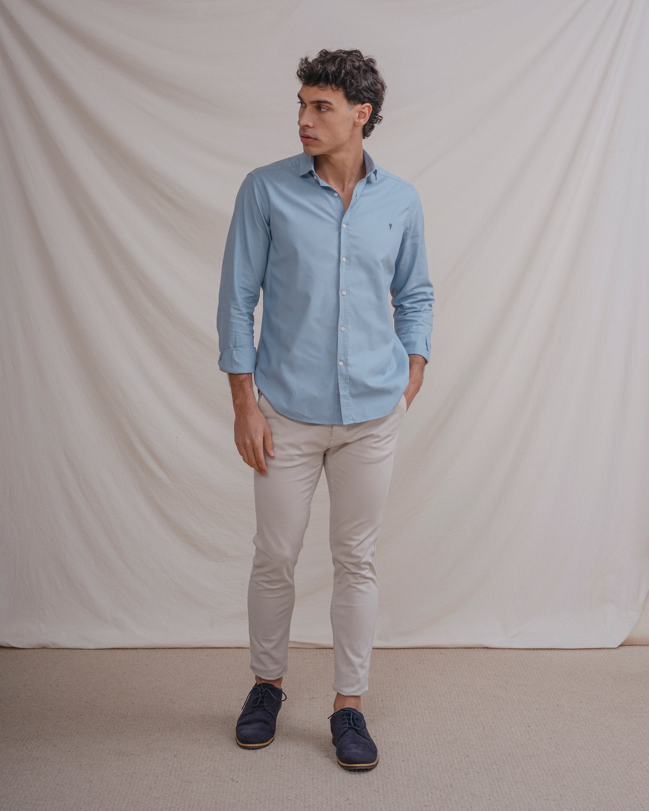 CAMISA CELESTE ALGODÓN