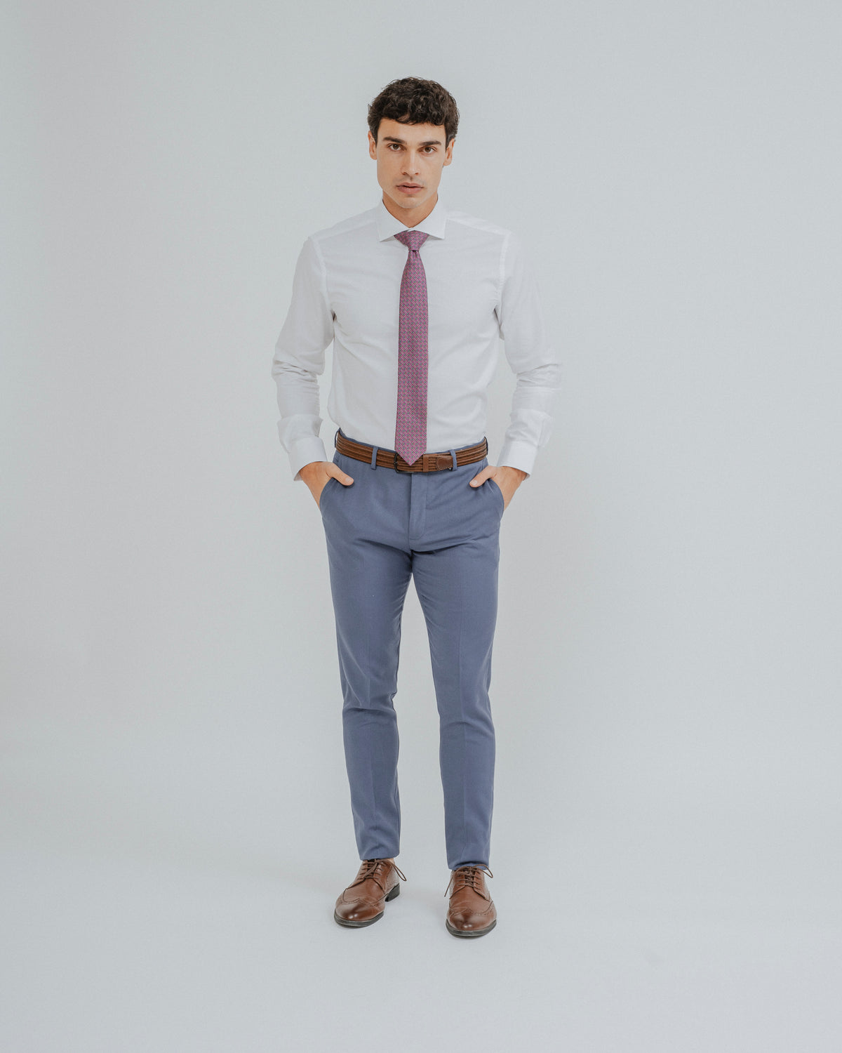 CAMISA DE VESTIR BRANCA BROCADA